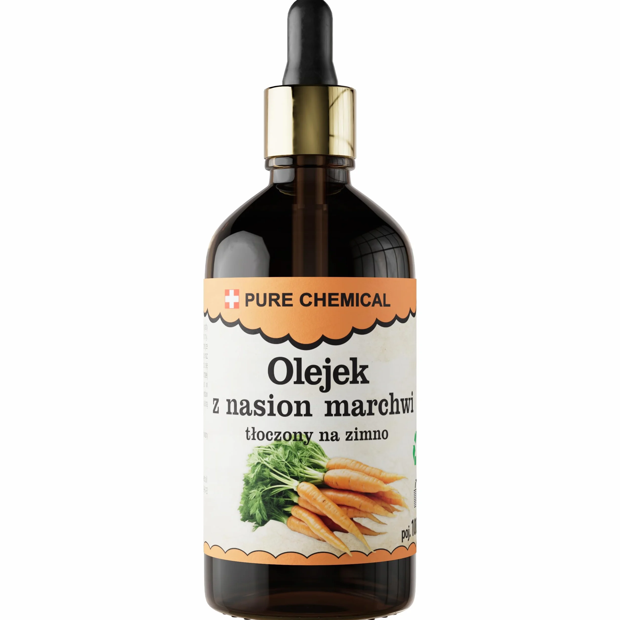 PURE CHEMICAL - Olejek Z Nasion Marchwi - Nierafinowany - Olej Tłoczony Na Zimno - 100% Czysty - Naturalny Bronzer - Nawilża - Odmładza skórę - Naprawa włosów 100Ml