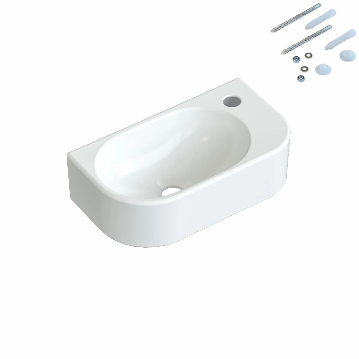 Umywalka ceramiczna podwieszana mała 40x21 cm biała owalna do łazienki WC dla gości