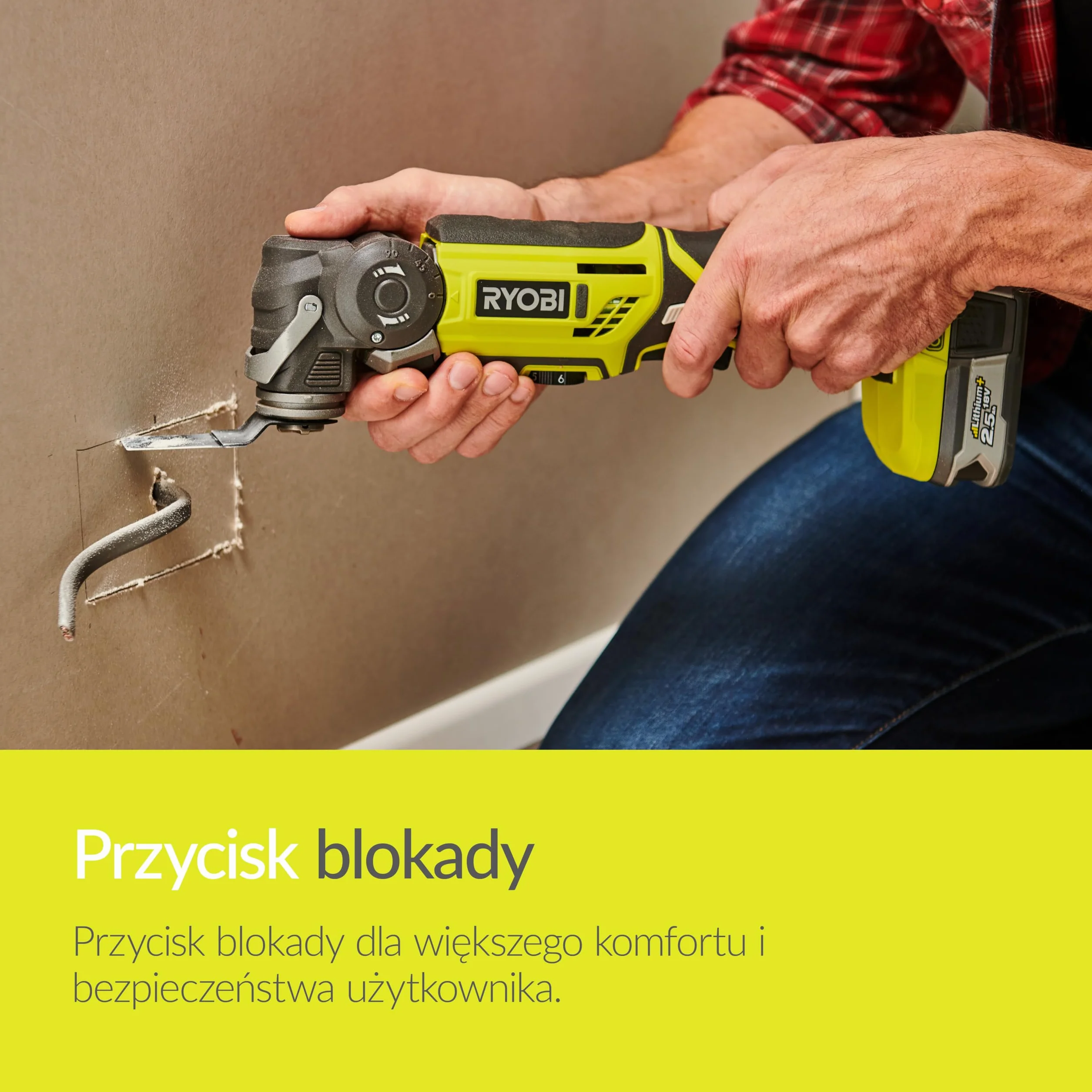 Ryobi ONE+ R18MT-0 18V Bezprzewodowe Narzędzie Wielofunkcyjne, Narzędzie Zerowe, Hyper Green