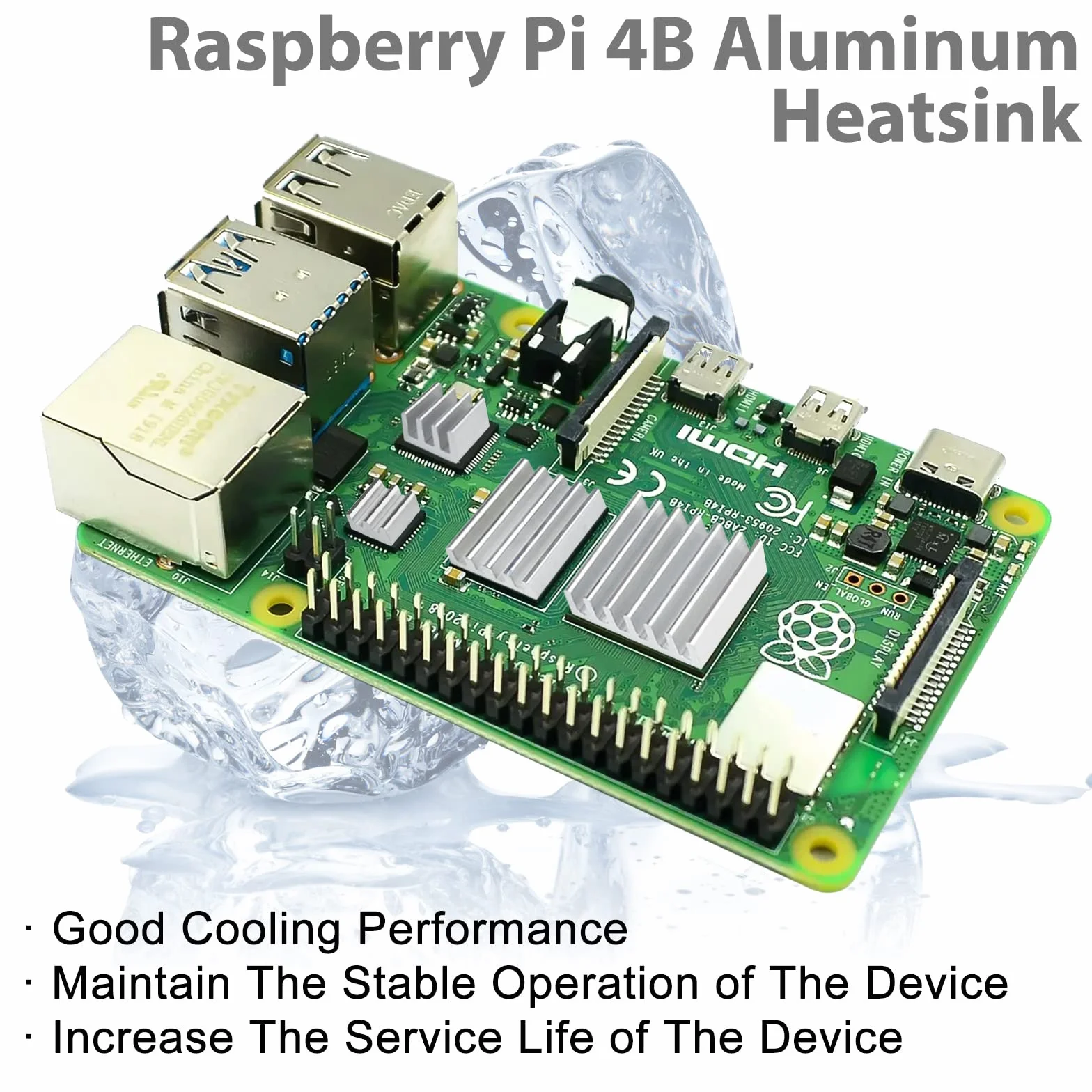 Zestaw 32 radiatorów (zestaw 8 sztuk) do Raspberry Pi 4B, aluminiowy, zestaw chłodzący radiatorem z taśmą przewodzącą ciepło, model 4, model B, srebrny