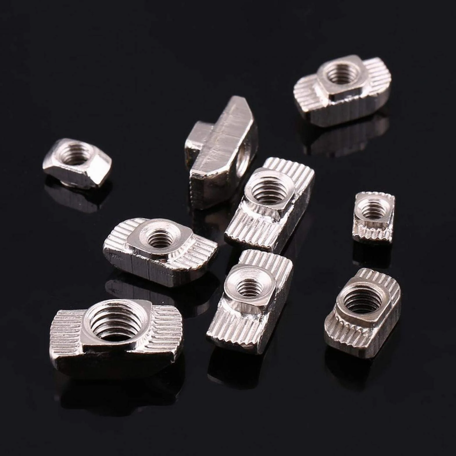 50 szt. nakrętka z łbem młota T-Slot T, ocynkowane zapięcie na nakrętkę ze stali węglowej do profilu aluminiowego (EU20-M4 * 10 * 6)