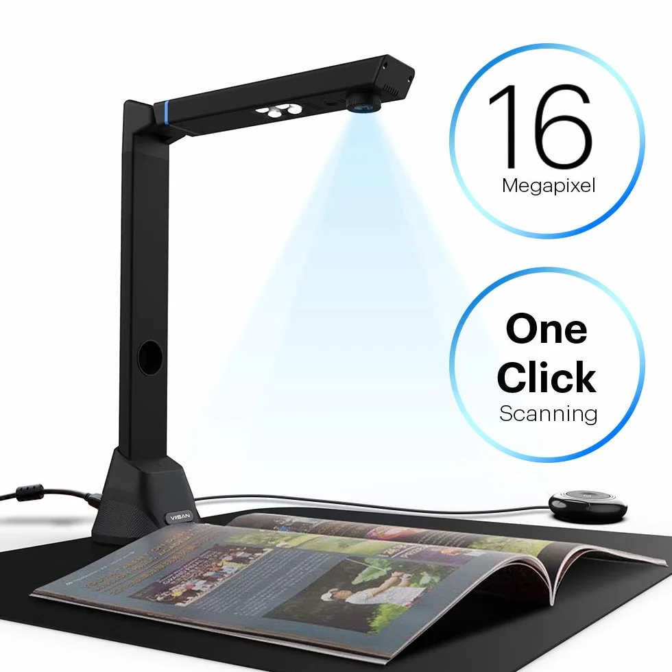 VIISAN VK16 przenośna kamera do dokumentów, 16 MP High Definition, skaner A3, skaner książek/skaner dokumentów dla nauczycieli, profesjonalny skaner z wielojęzycznym OCR, SDK i Twain