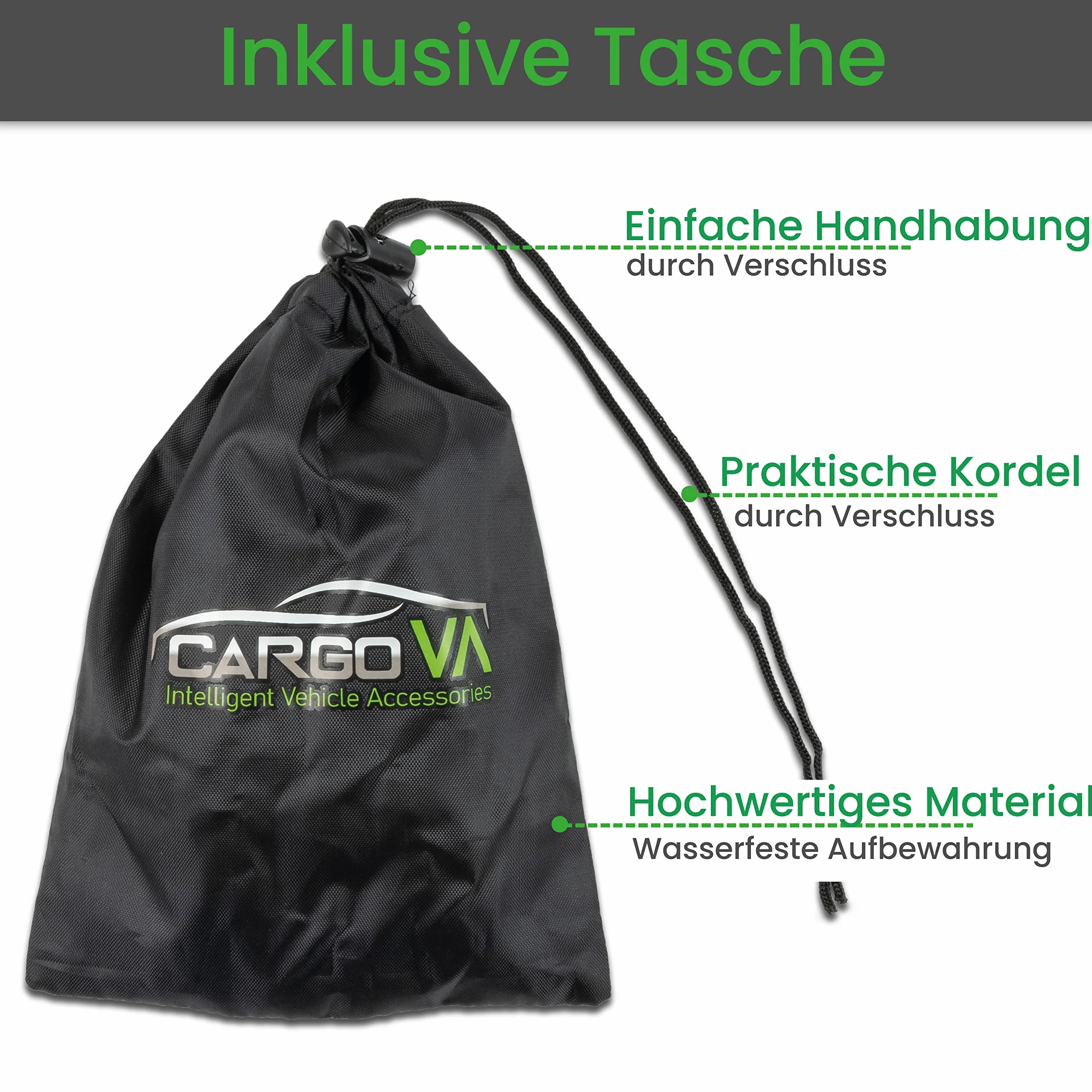 CargoVA® – 20 gumek napinających z haczykami i praktyczną torbą – haczyki ekspanderowe do plandek i siatek, oliwkowa zieleń, 15 cm [20 sztuk]