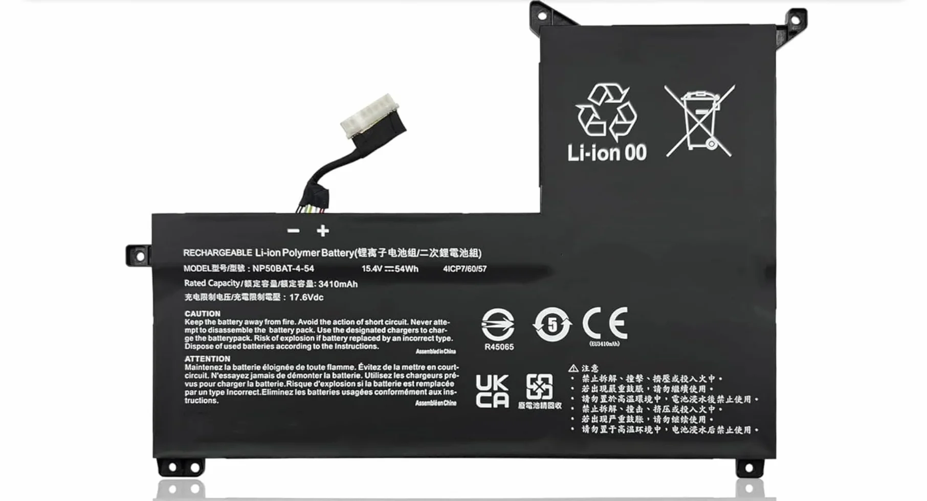 NP50BAT-4-54 Laptop Battery Replacement for CLEVO NP70 X17 AT22 G7 KE XMG Focus 16 X15 at 6-87-NPSKS-53G00 Series 4ICP7/60/57 15.4V 54Wh