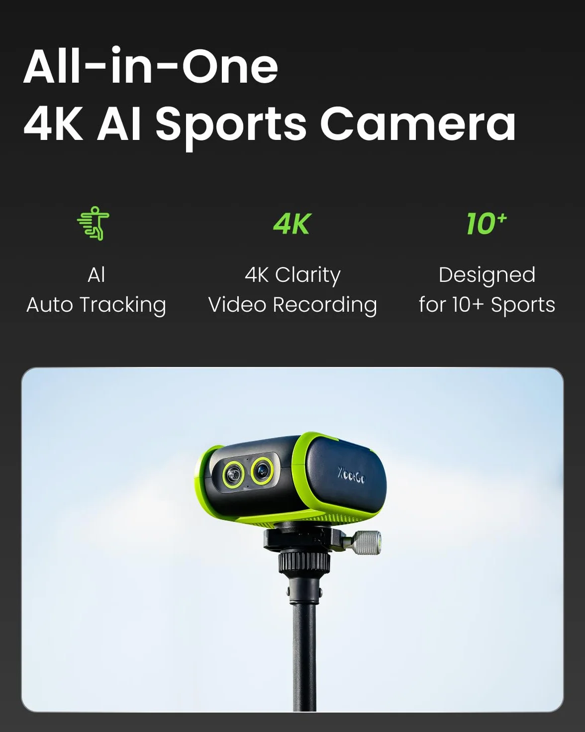 XbotGo Falcon All-in-One kamera sportowa AI 4K z automatycznym śledzeniem podwójnym obiektywem