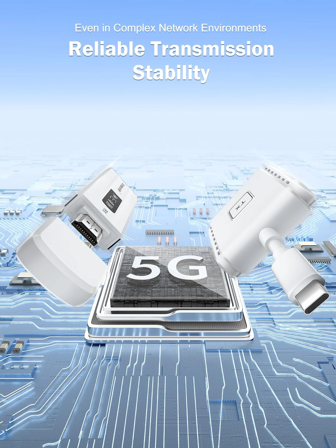Lemorele Bezprzewodowy transmiter HDMI USB-C 50 m 5 G do MacBooka iPhone 15 laptopa