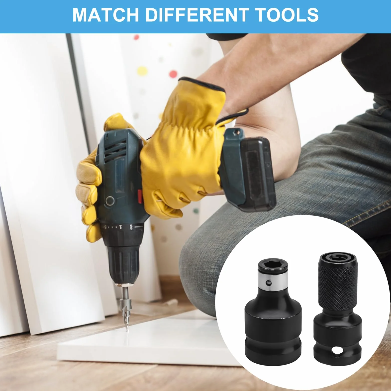 2 szt. adaptera do kluczy udarowych Impact Bit Holder Socket 1/2 do 1/4 cala wkładka do wkrętarki, wielofunkcyjne narzędzie do kluczy elektrycznych i zapadków