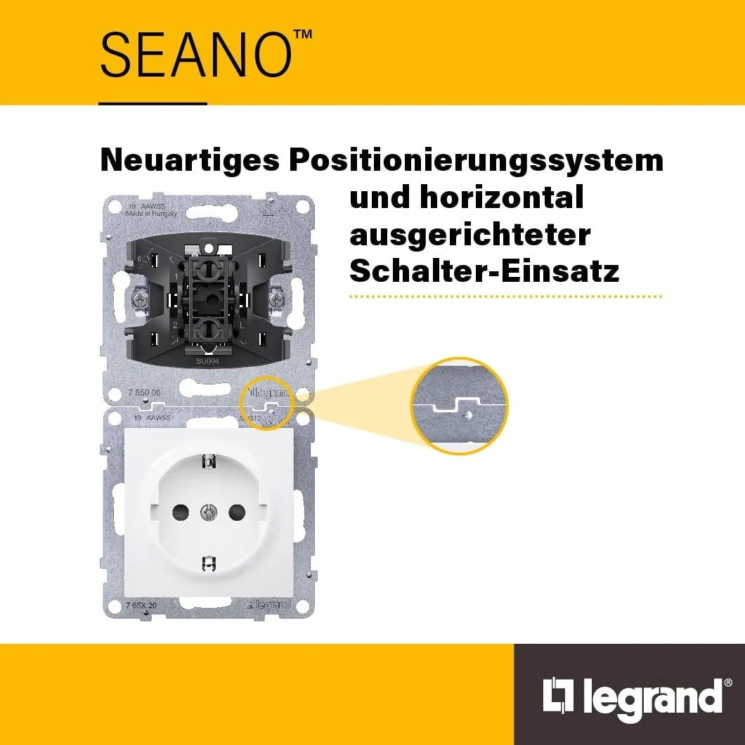 LEGRAND, SEANO Green'Up 765217 gniazdko ze stykiem ochronnym, EV – tryb 1 i tryb 2, do pojazdów elektrycznych, 16 A, 250 V, kolor: ultrabiały,