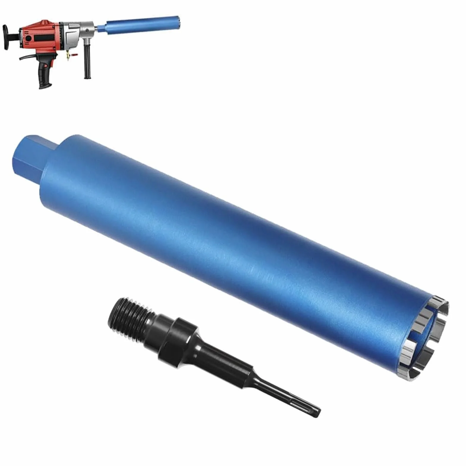 1 ¼ UNC diamentowa koronka wiertnicza z 10 mm Turbo | L 460 mm | Ø 112 mm | 9 segmentów | SDS-plus, diamentowa koronka wiertnicza rdzeniowa do wiertarek rdzeniowych, wiertło do płytek do betonu
