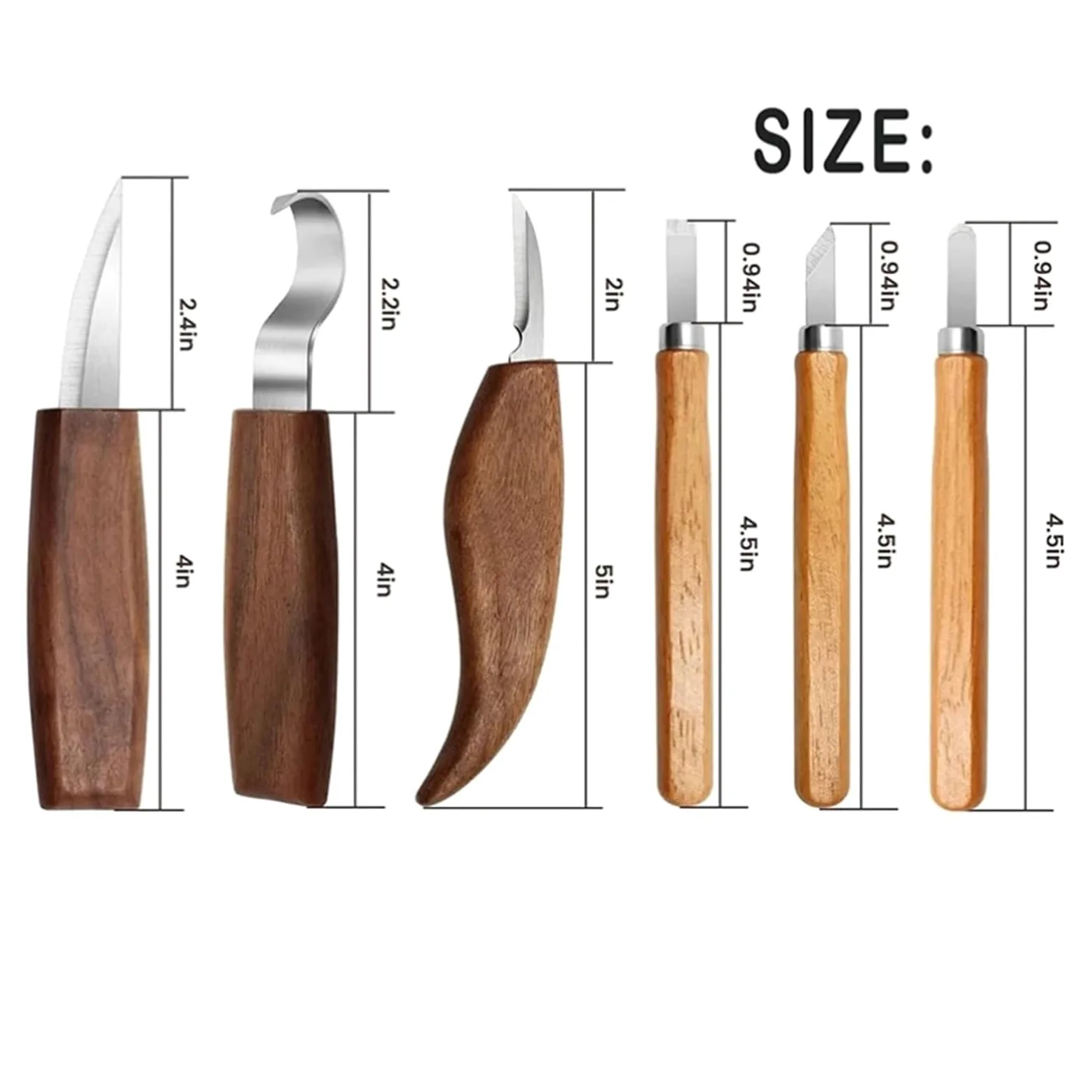 3/6 szt. Zestaw do rzeźbienia w drewnie zestaw dla początkujących obróbki drewna dzieci DIY(6PCS)
