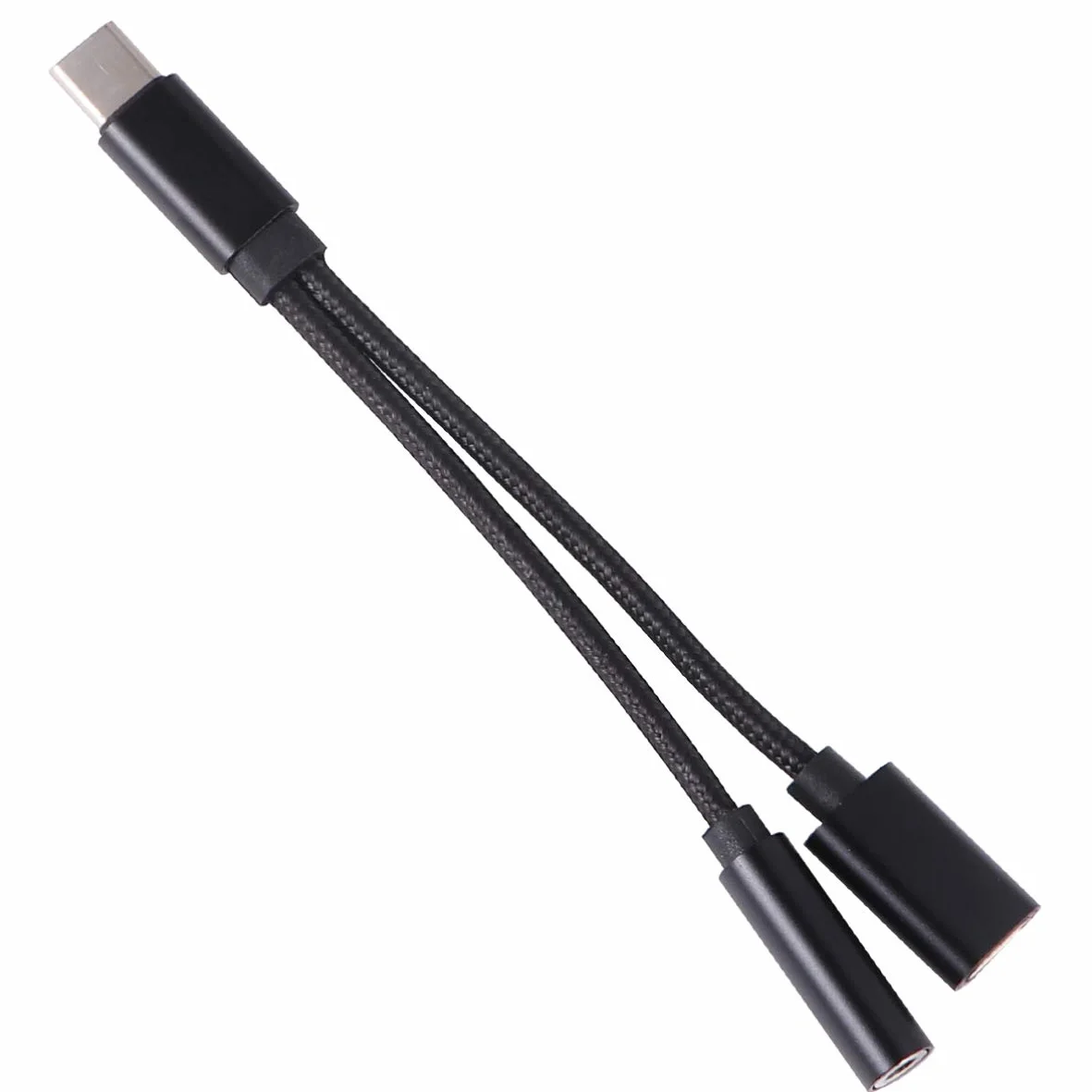 Ładowanie Adaptera Słuchawkowego Typu C Złącze Słuchawkowe 2 W 1 Odwracalne Wtyczki Mini Czarne Do Muzyki