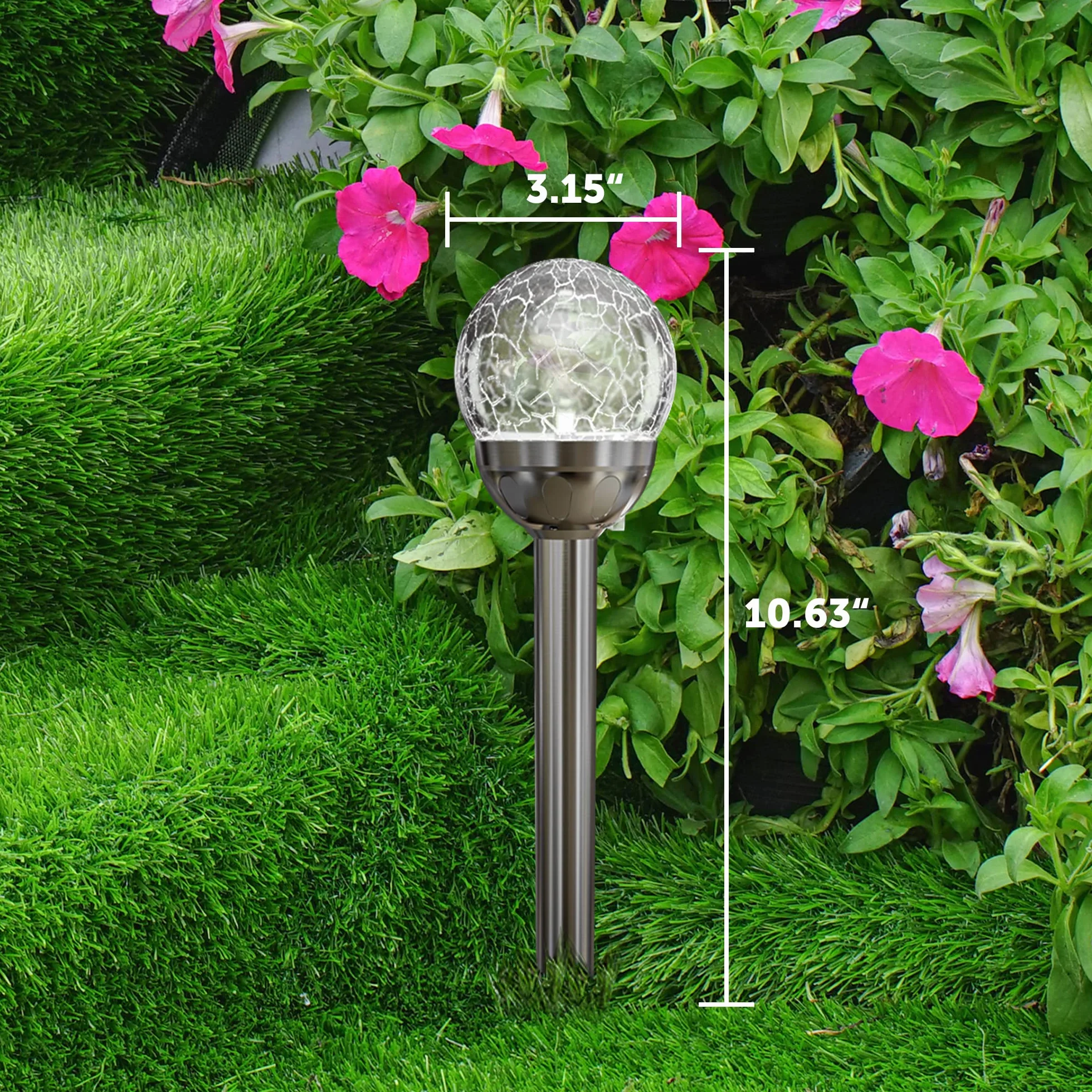 GIGALUMI Lampy solarne na zewnątrz, pęknięta szklana kula, podwójne lampy ogrodowe LED, oświetlenie krajobrazu/ścieżki na ścieżkę, patio, zmieniające kolor podwórka i białe, 3 szt