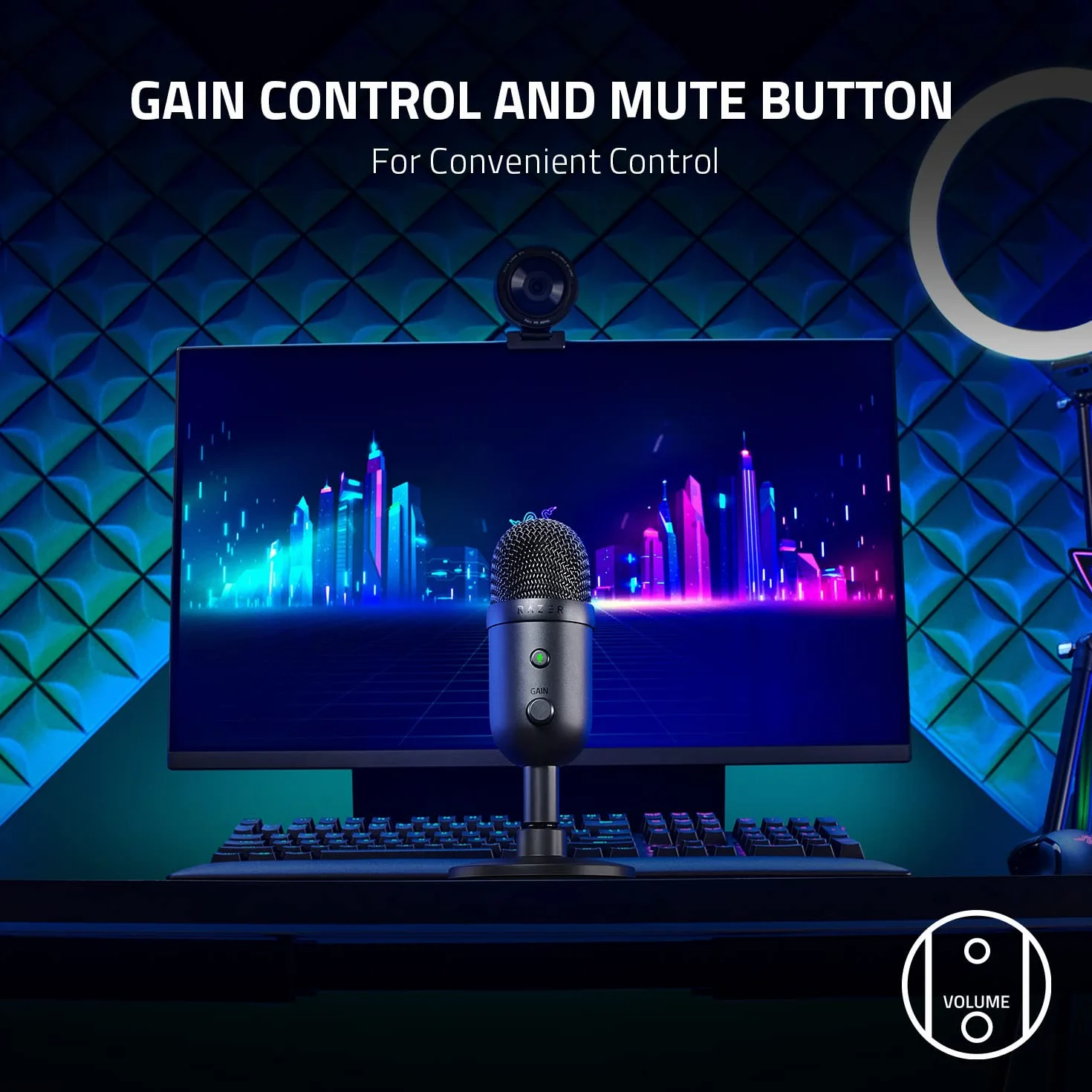 Razer Seiren V2 X USB Condenser Microphone Supercardioid Digital Limiter Mic Monitoring Gain Control