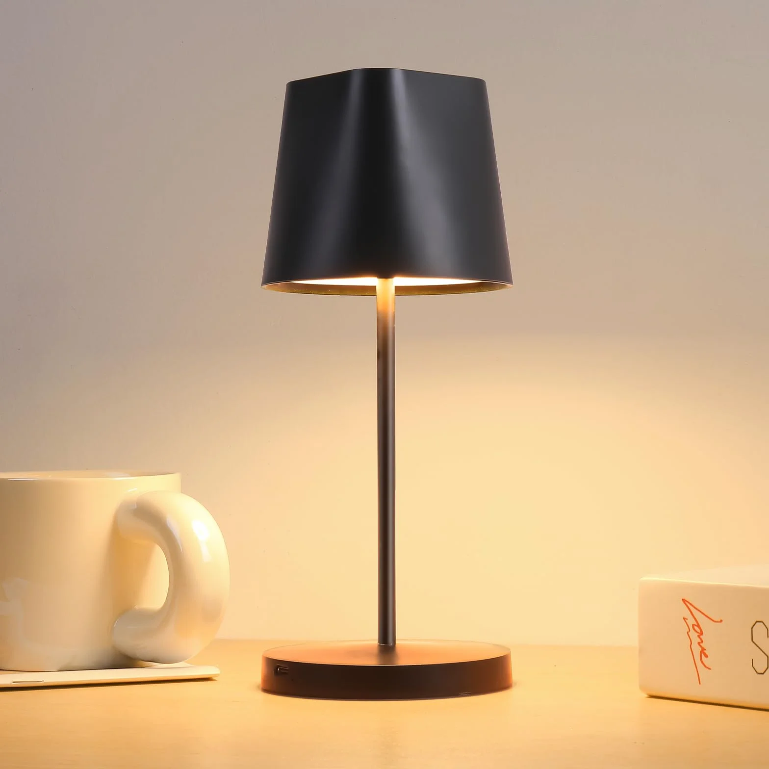 Quntis Bezprzewodowa Lampa Stołowa Led, Ściemniana Dotykowo, Lampa Stołowa O Podwójnej Temperaturze Barwowej 3000K-4000K, Wodoodporna Zewnętrzna Lampa Stołowa IP44 Do Stołu Jadalnego, Balkon -1 Sztuki