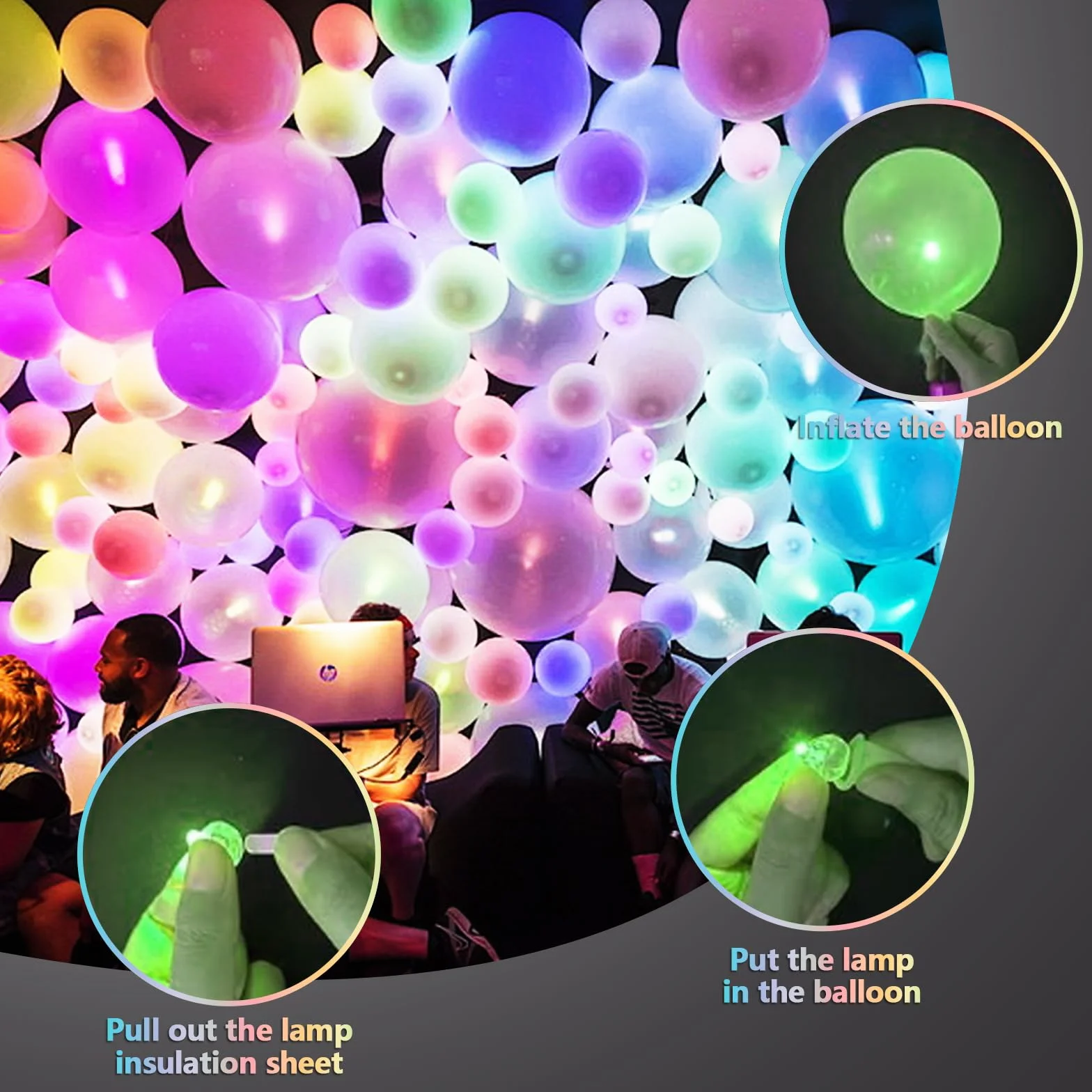 100 sztuk mini świetlnych kulek LED, okrągłe balony LED, mini kolorowe lampki balonowe do latarni papierowych, na Boże Narodzenie, urodziny, karnawał, wesele, do ogrodu, baru, klubu.