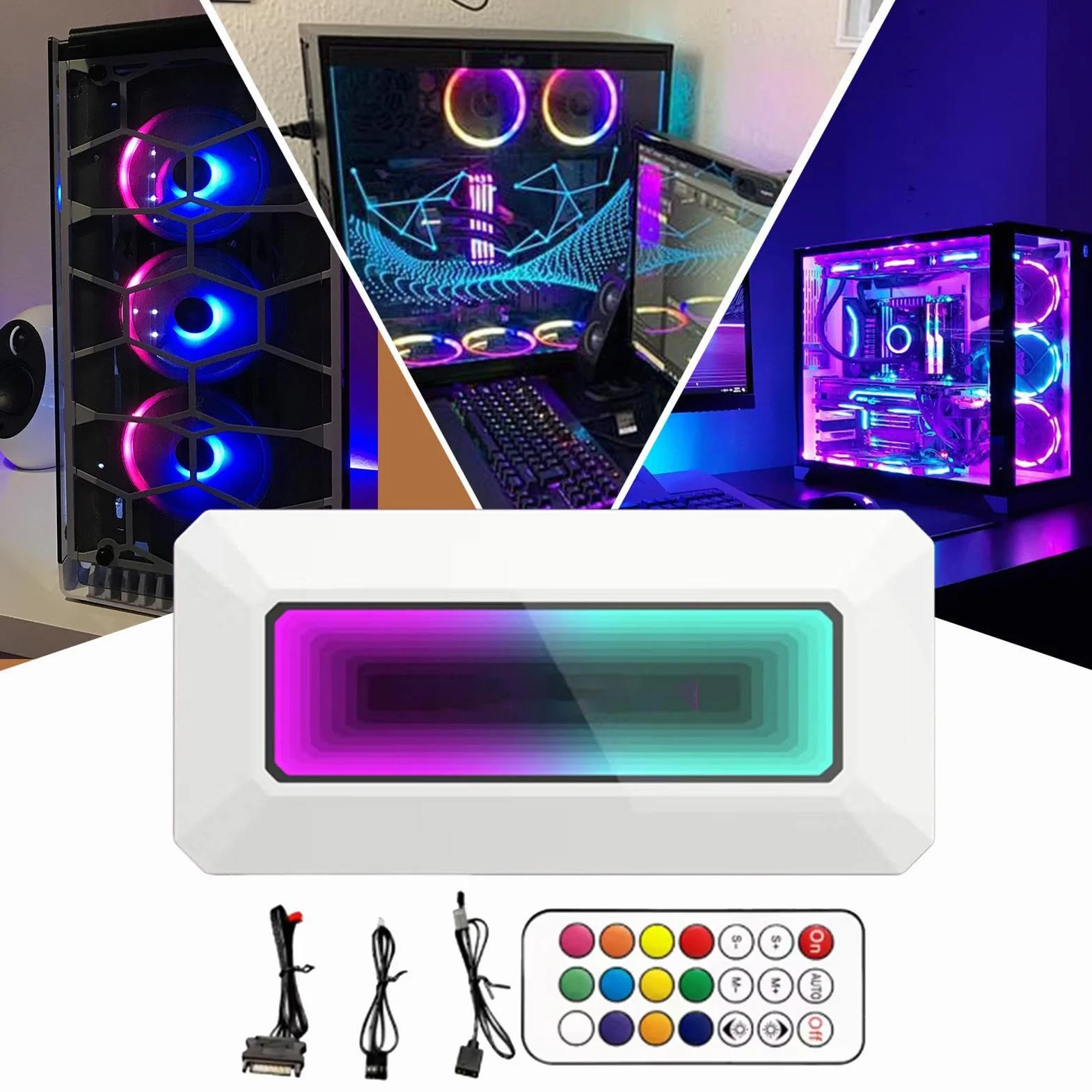 ARGB Controller Hub, 8-Port Motherboard Fan Controller 11.4x5.5x2cm, PWM Smart Temperature Control, Prism Algorithm RGB Splitter for PC Cooling and Customization