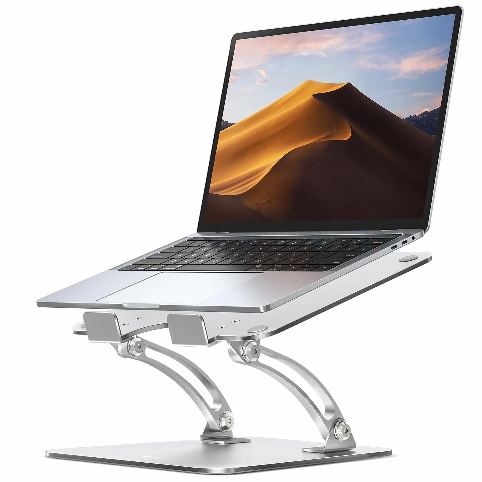 Nulaxy w pełni regulowany stojak na laptop – podwójnie składany podwyższenie z aluminium z otworami wentylacyjnymi, ergonomiczny organizer na notebooki, przenośne akcesorium biurowe, srebrny