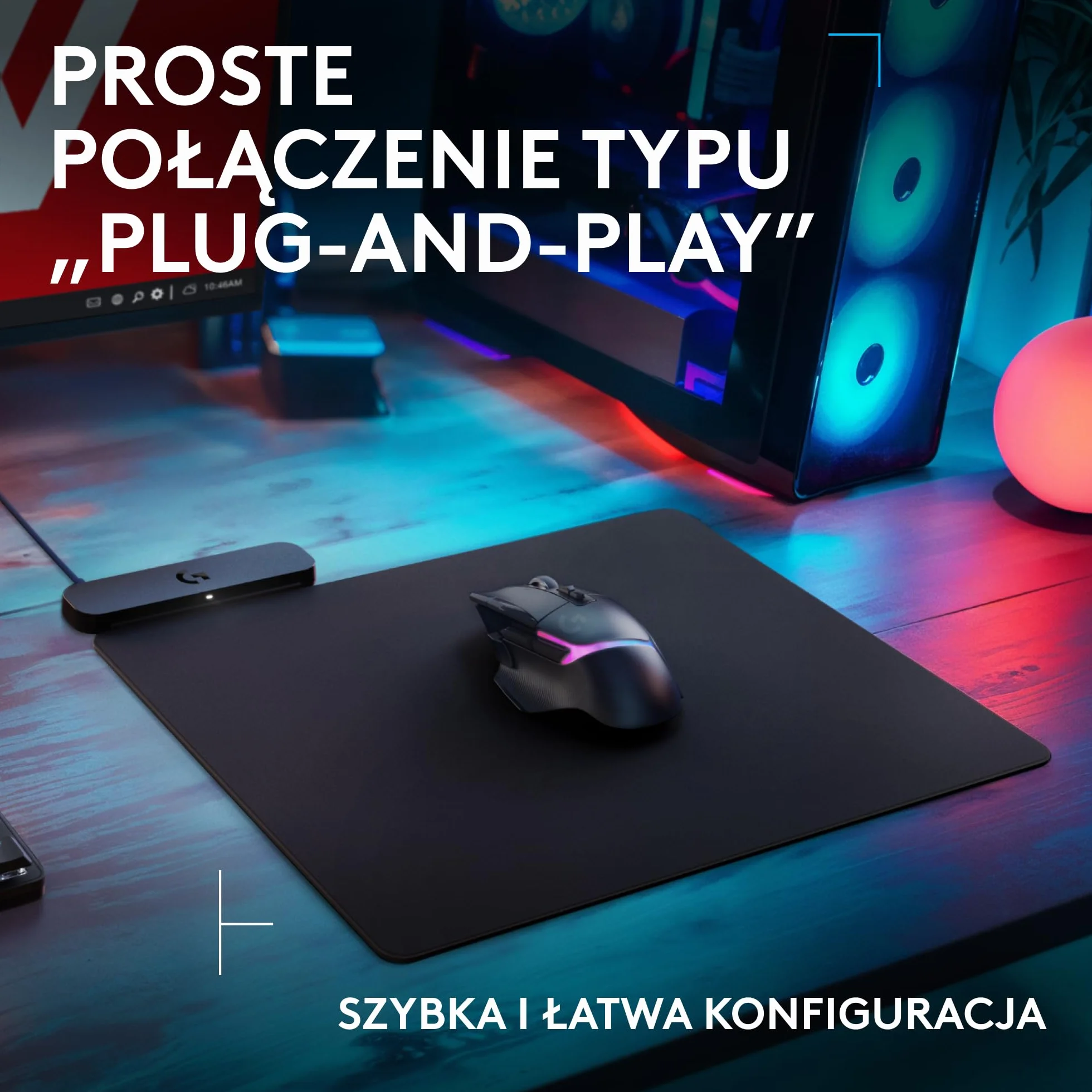 Logitech G POWERPLAY 2 podkładka pod mysz bezprzewodowe ładowanie 34,5 x 28,4 cm Czarna