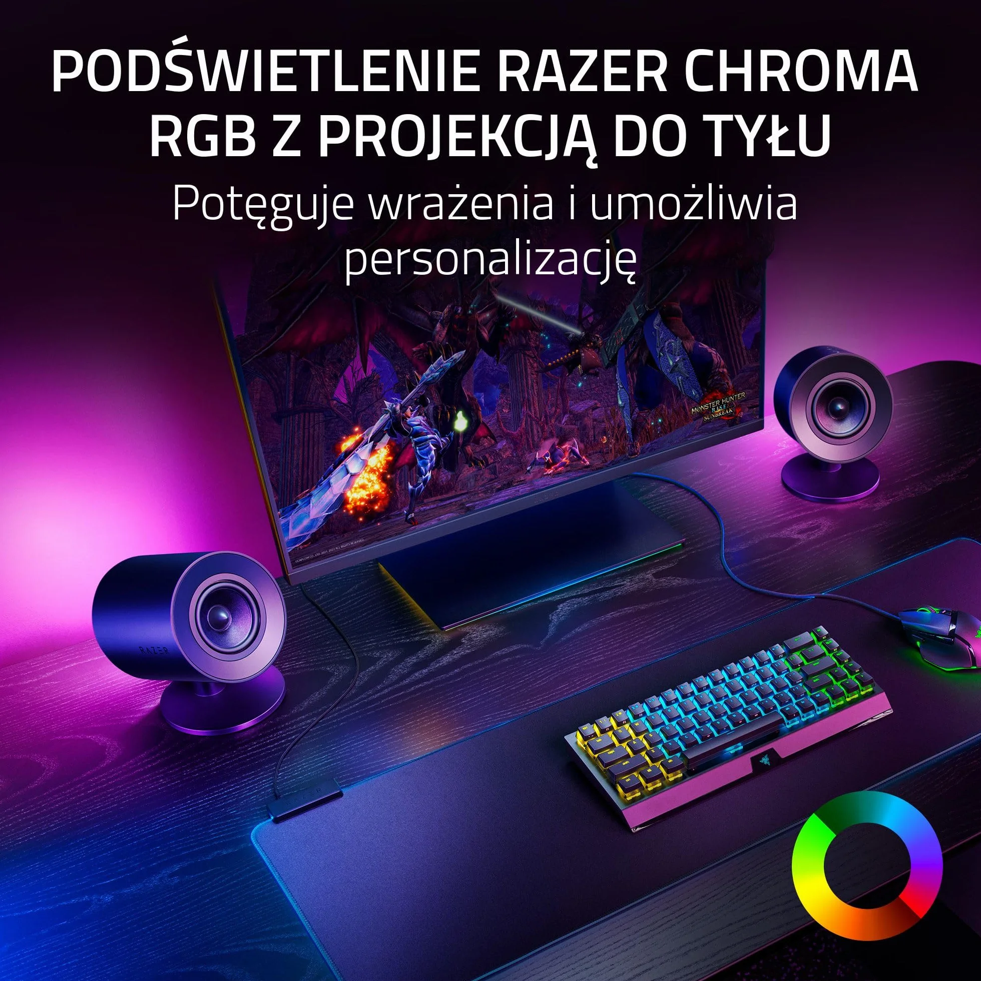 Razer Nommo V2 2.1 szerokopasmowe głośniki do gier PC z subwooferem przewodowym THX Audio Czarny