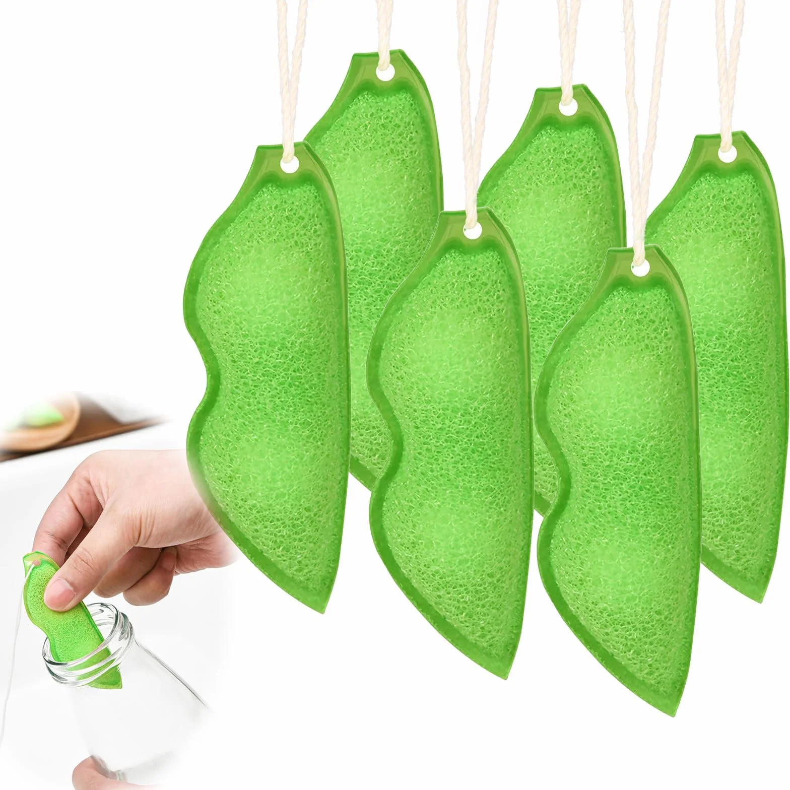 Kotkiddy® Gąbka do czyszczenia butelek, 6 sztuk, Magic Beans Bottle Cleaner Sponge, gąbki kuchenne w kształcie grochu, Magic Beans gąbka do czyszczenia butelek