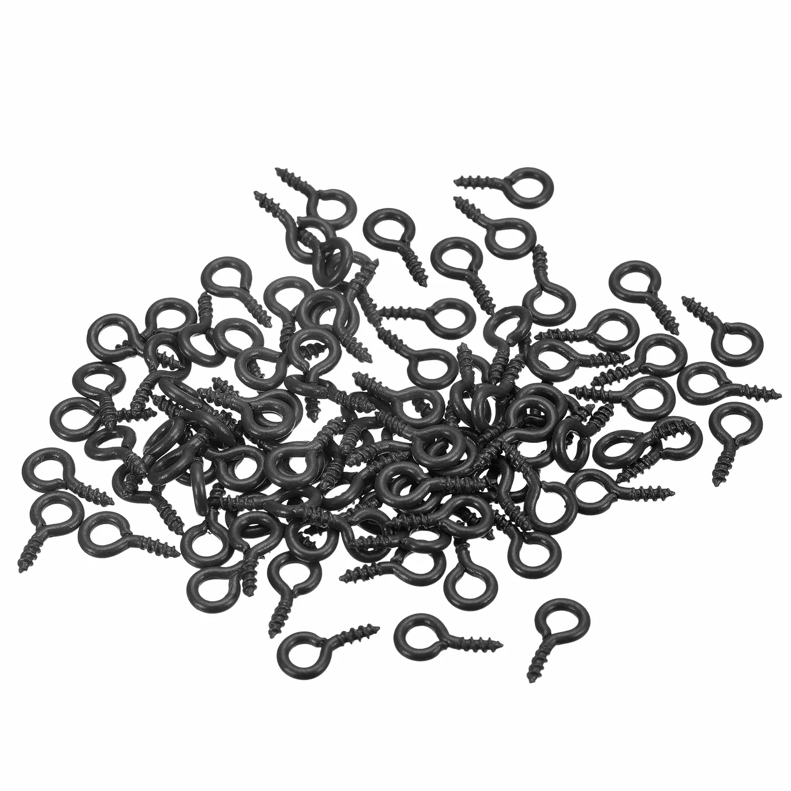 sourcing map 200 sztuk małych śrub do oczka, szpilki haczykowe, mini oczka, śruby gwintowane, 5 x 10 x 1,2 mm, samoklepiane śruby do tworzenia biżuterii DIY rękodzieło, czarne