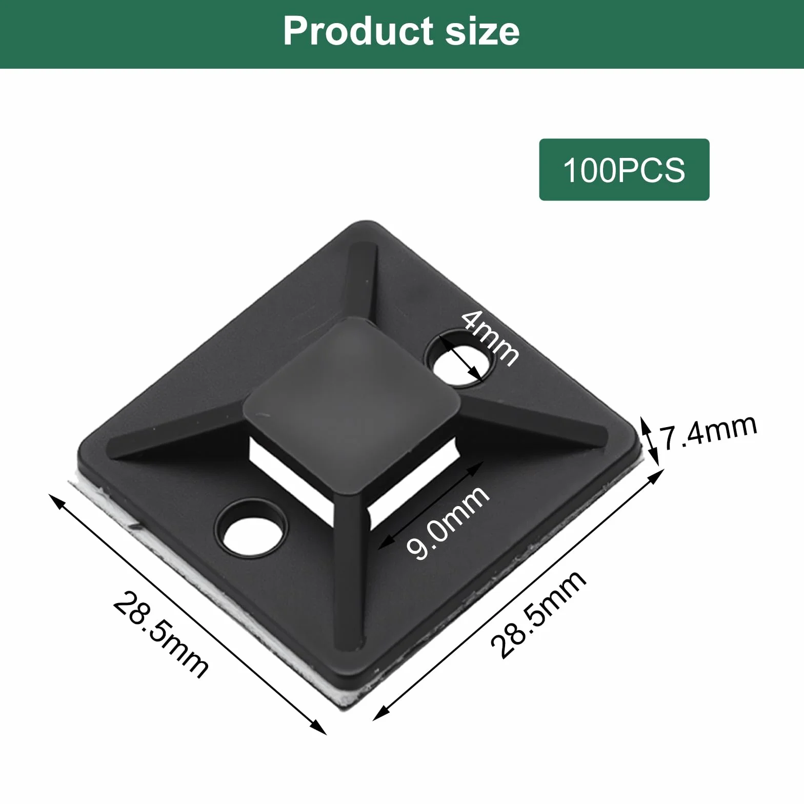 100 sztuk czarna samoprzylepna podstawa do opasek kablowych, 30 x 30 mm samoprzylepna podstawa monta owa samoprzylepnas podstawas do opasek kablowych, czarny uchwyt do opasek kablowych
