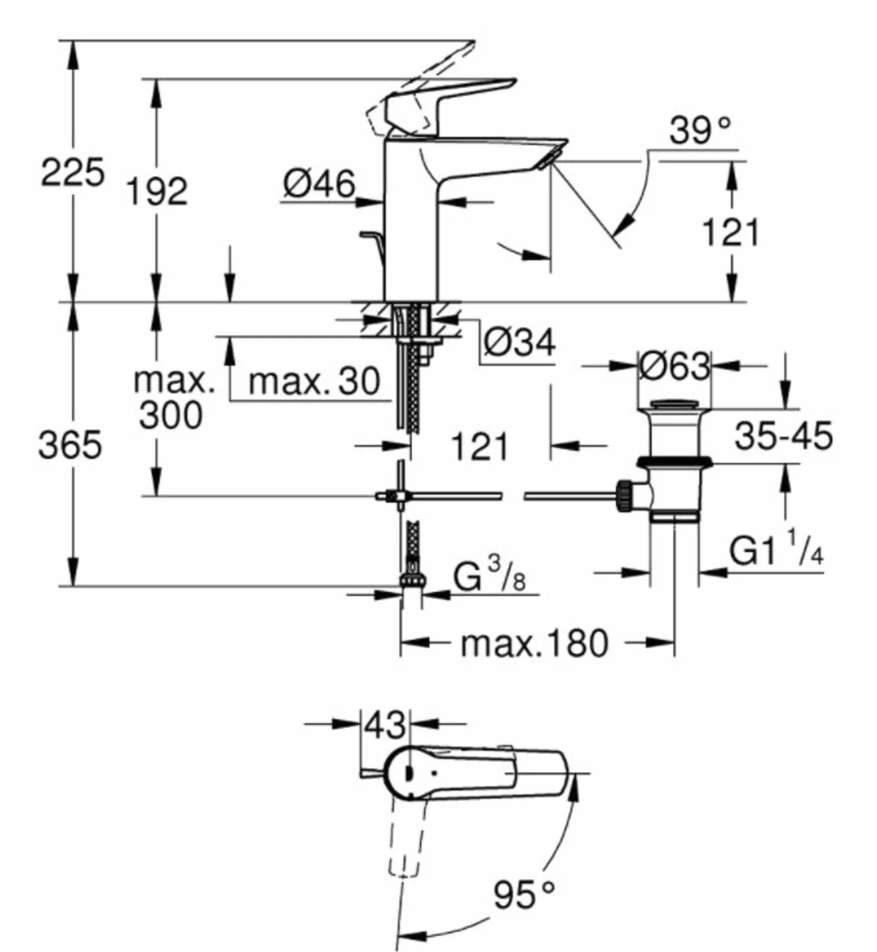 GROHE QUICKFIX Start bateria umywalkowa jednouchwytowa chrom oszczędność wody rozmiar M szybkie mocowanie