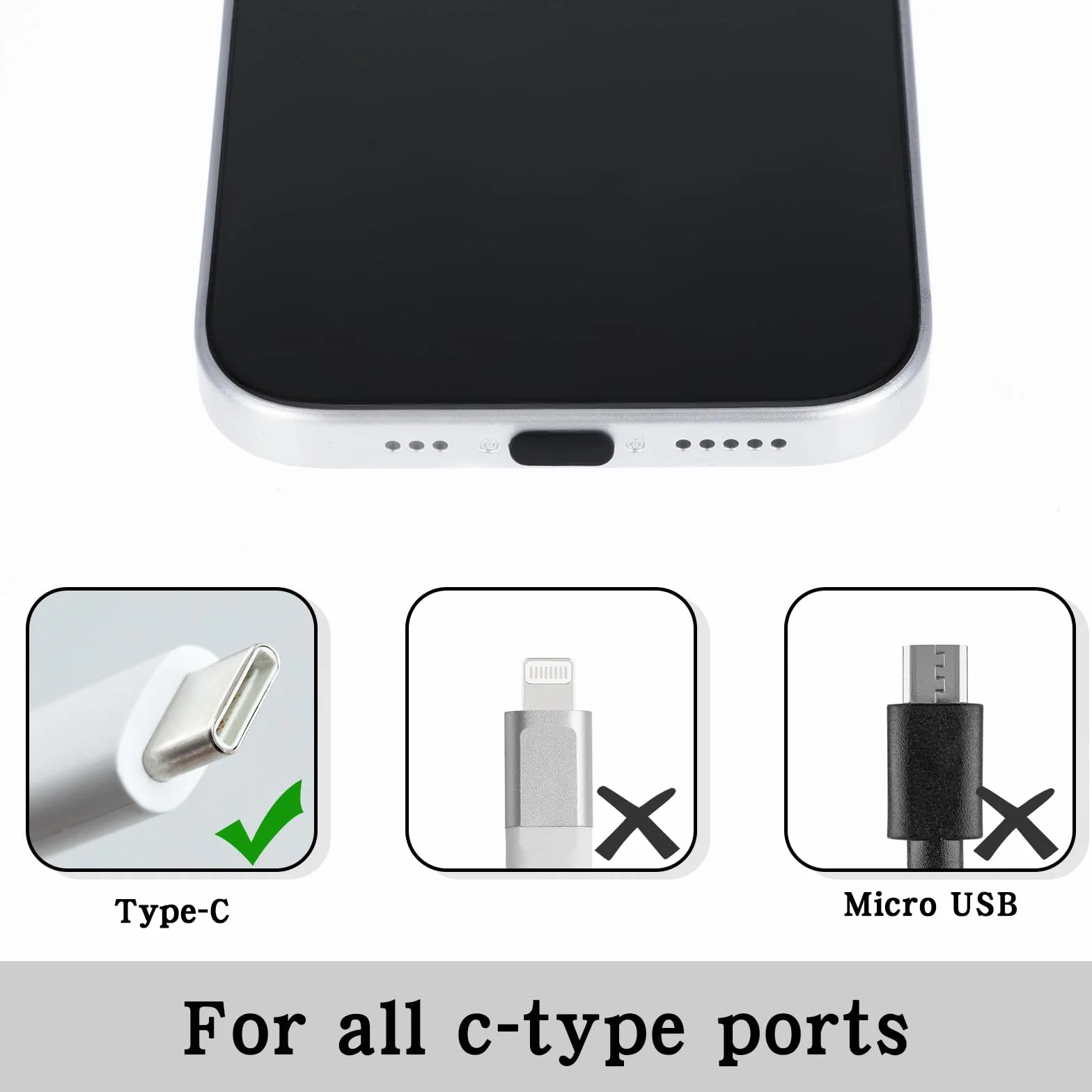 Silikonowa wtyczka przeciwpyłowa USB C czarna osłona portu ładowania z plastikową szczotką