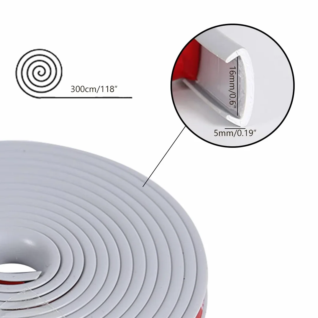Samoprzylepna taśma w kształcie litery U, do krawędzi mebli, 16 mm x 3 m, elastyczna, z termoplastycznego elastomeru, ochrona krawędzi szafy, sufitu, blatu, listwy wykończeniowe – szara