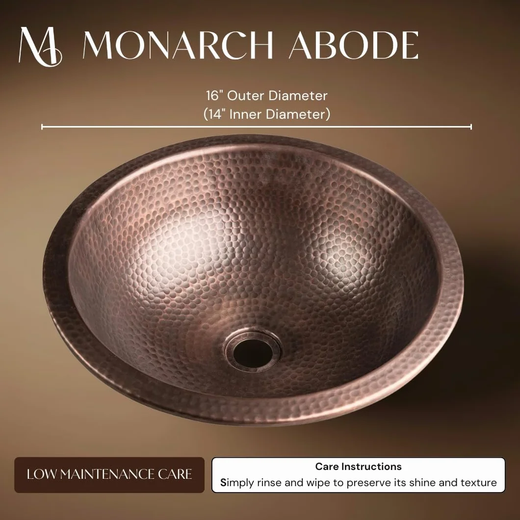 Monarch Abode 17094 czysta miedź ręcznie młotkowany Rotunda podwójny montaż zlew (40 cm)