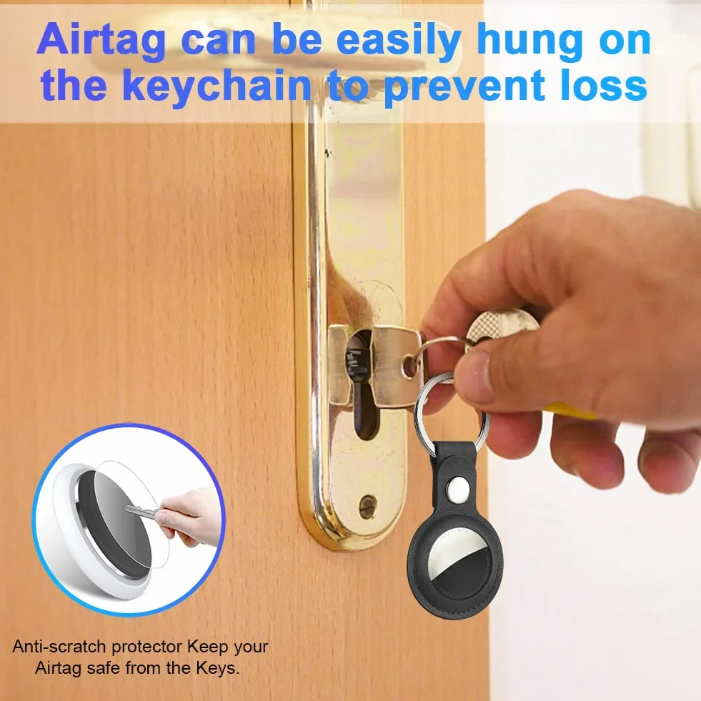 AXFEE Skórzane etui ochronne AirTag PU na klucze do Apple AirTag