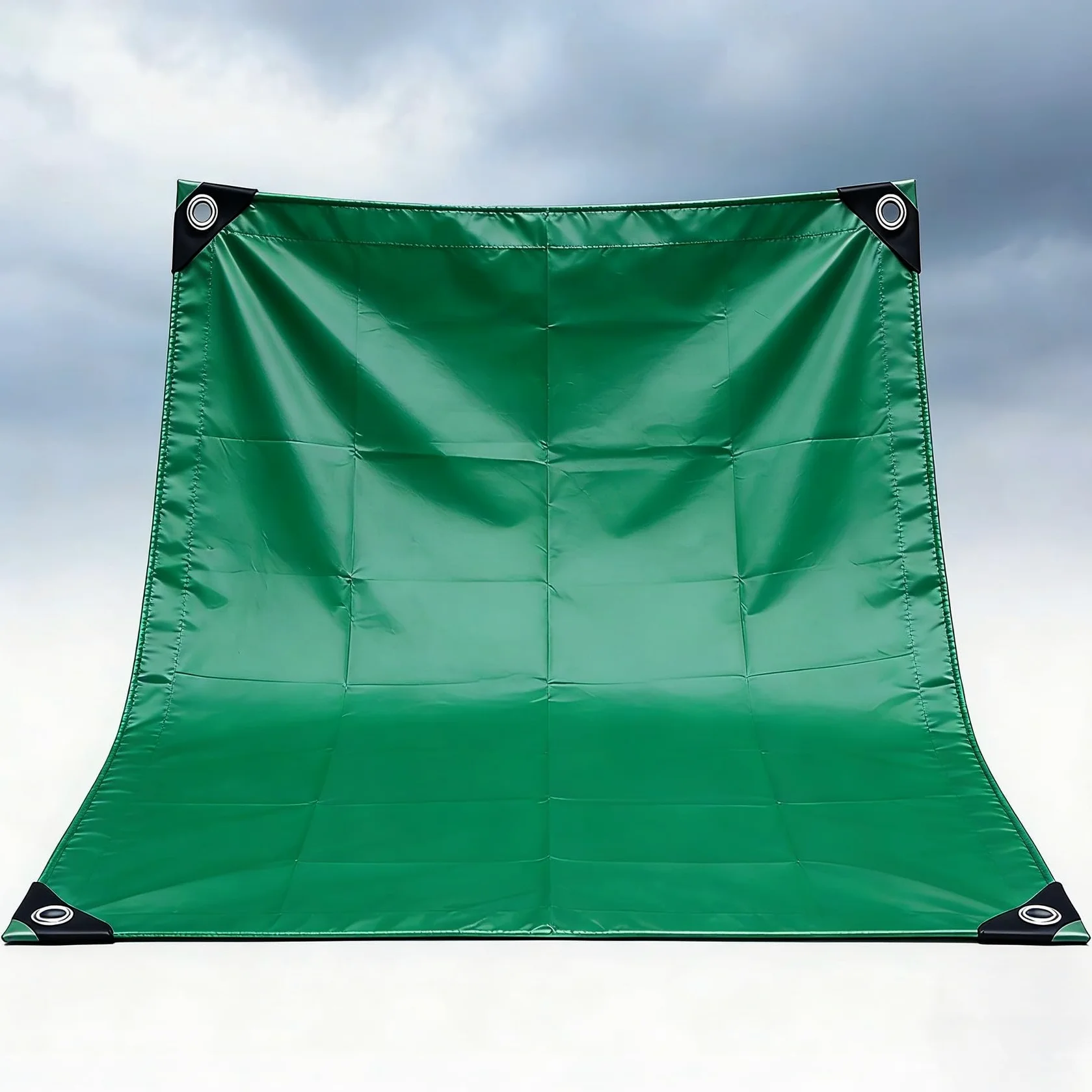 Plandeka Wodoodporna, Wytrzymała 215 x 220 cm Wytrzymały, Odporny Na Pleśń, Łatwy Do Mycia – Materiał Pcv, Wzmocnione Krawędzie Plandeka, Gruba Do Biwakowania, Zielony