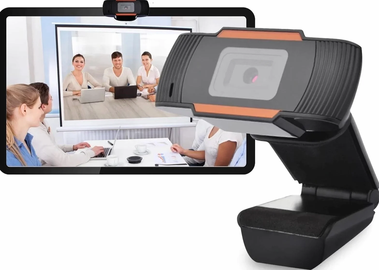 Retoo Kamera internetowa z mikrofonem z wyraźnym dźwiękiem stereo i automatyczną korekcją światła, USB Plug & Play, kamera USB 2.0 do Skype, FaceTime, Hangouts, zoom (czarna 1280 x 480)