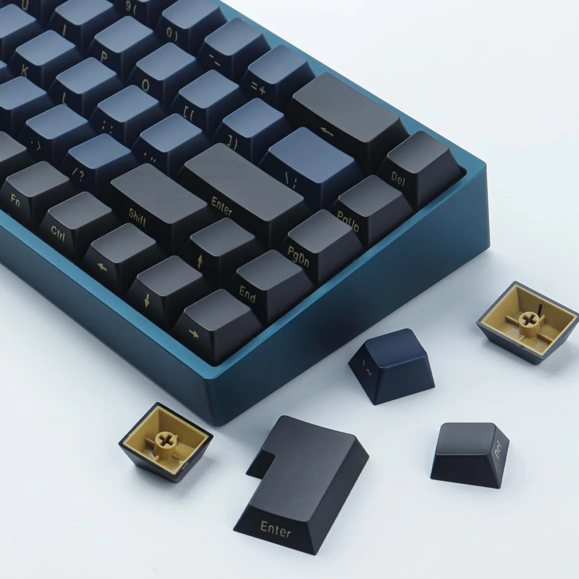 Hyekic Double Shot Keycaps 147 klawiszy Cherry Profile Blue Samurai Letter Side Grawerowane klawisze do ANSI i ISO Layout Cherry MX klawiatura mechaniczna