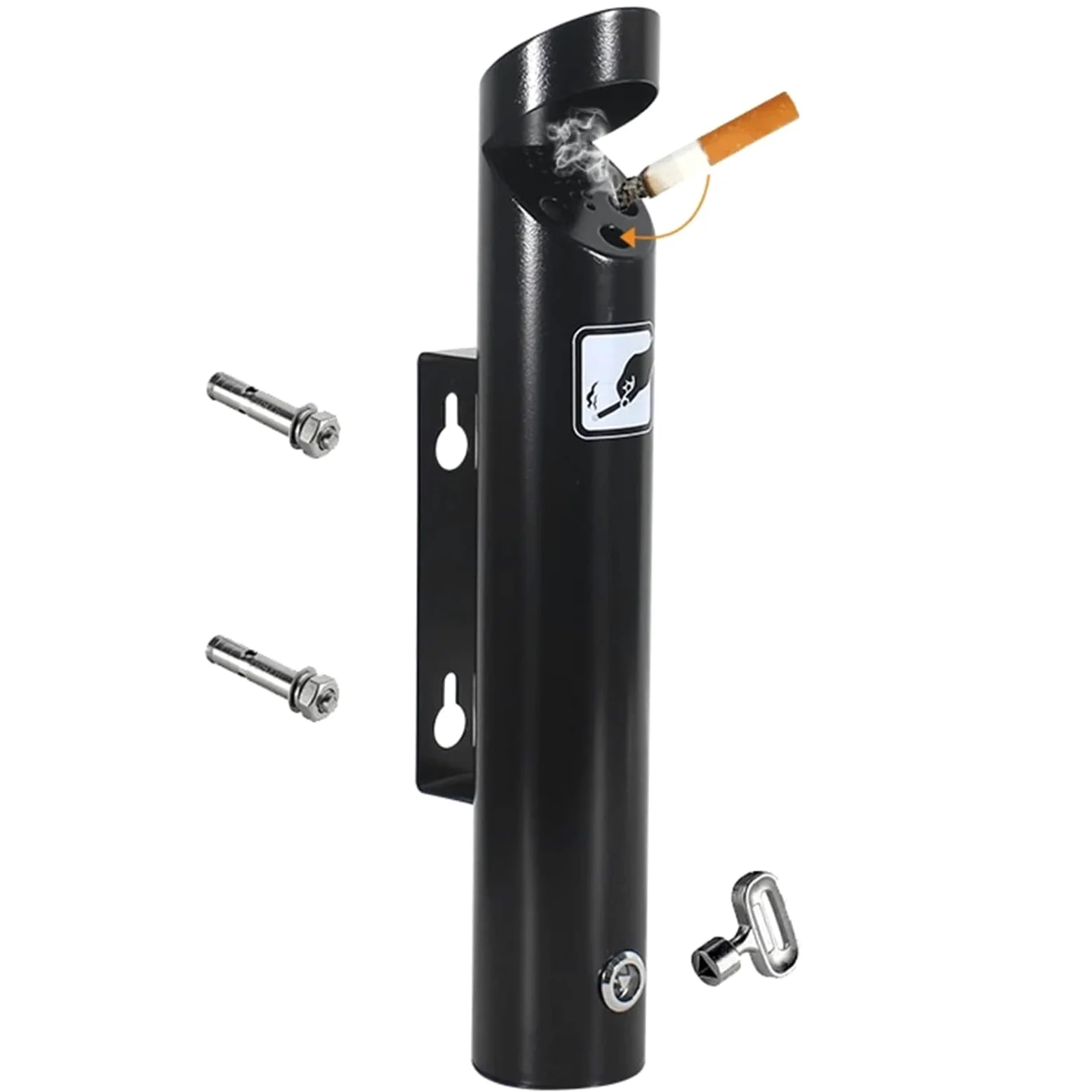 Heavy Du Wall Mount Ashtray, Bezdymny pojemnik na papierosy z blokadą, 304 inless Steel Outdoor Holder do biura ogrodowego w pubie, konstrukcja przeciwdeszczowa