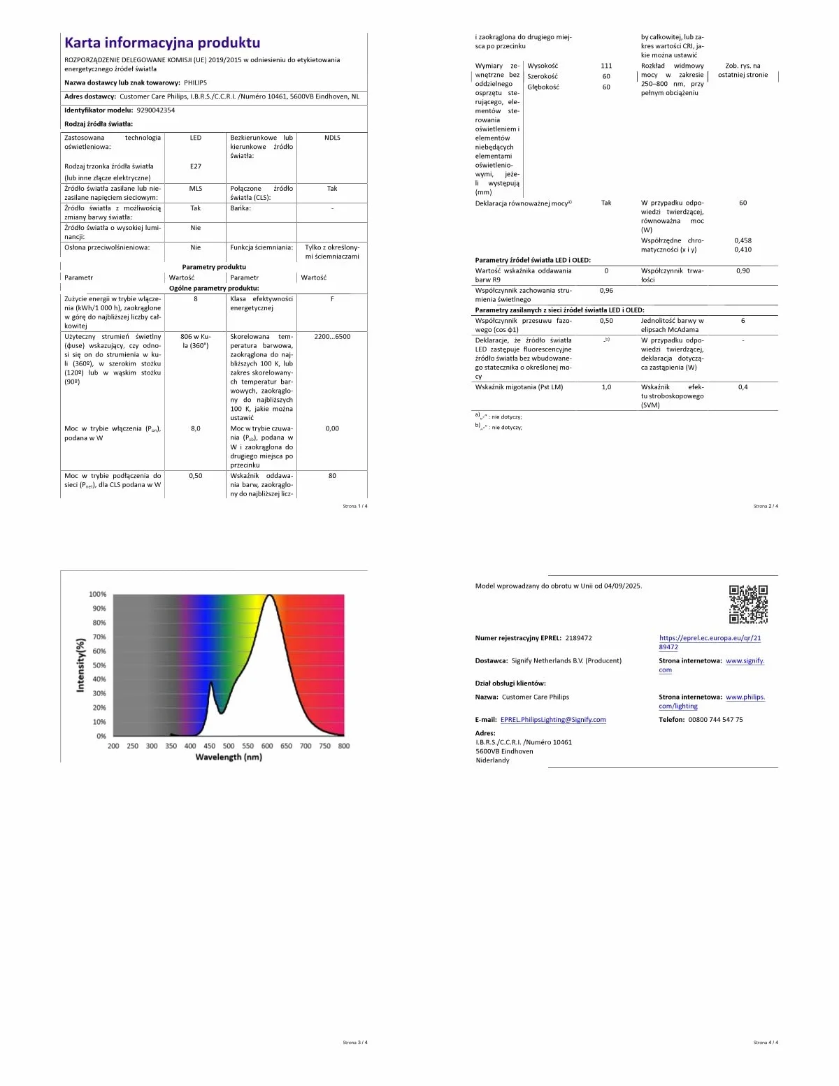 Inteligentna Żarówka Philips Hue LED Essential Smart A60, White & Colour Ambiance, E27, 8 W, 2200K–6500K, 806 lumenów, przyciemnianie, Żarówka LED działa z Alexą, Asystentem Google i Apple Home, 1 szt