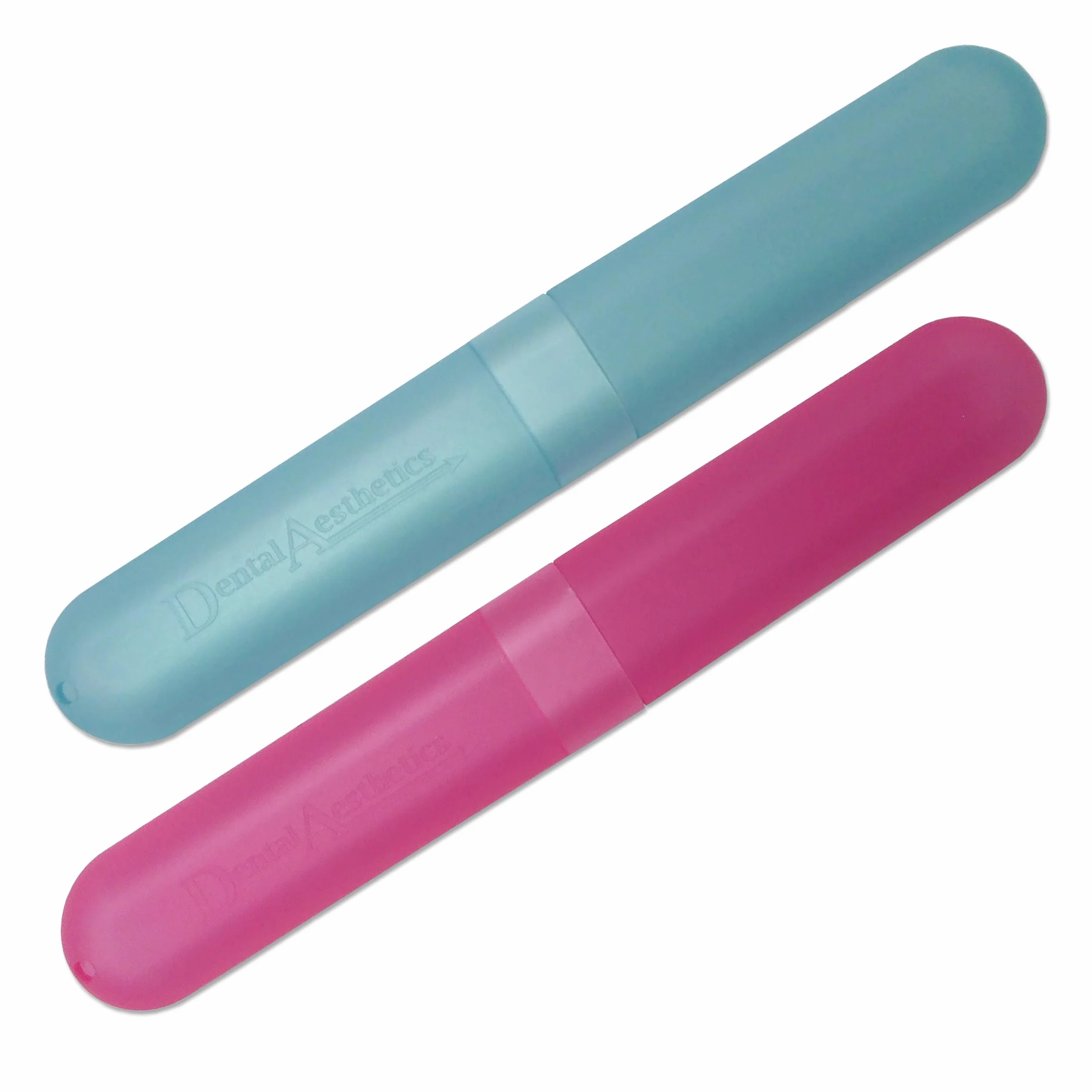 Dental Aesthetics 2 x etui na szczoteczki do zębów, etui podróżne, uchwyt na szczoteczki do zębów z tworzywa sztucznego, czyste szczotki na urlopie (różowe i niebieskie)