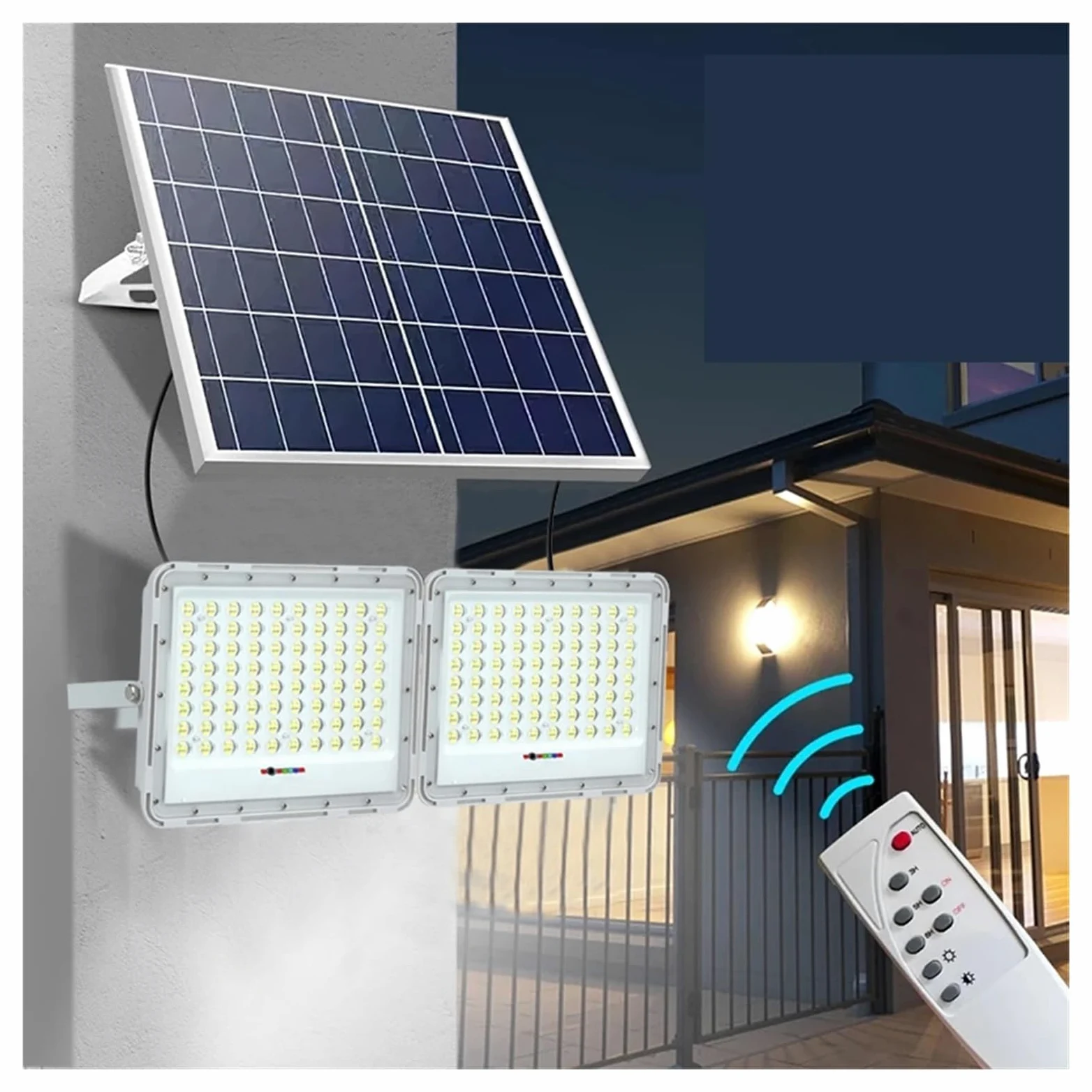 Ledowe Lampy Uliczne Na Energię SłOneczną, 2 głowice słoneczne światło halogenowe zewnętrzny reflektor słoneczny do światła ogrodowego z pilotem 5m linia oświetlenie zewnętrzne uliczny kinkiet TrwałA,