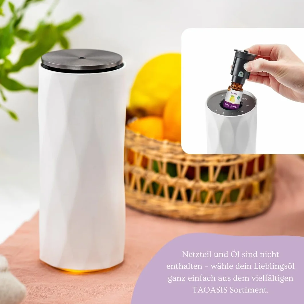 AirFriend PureBaldini AirFriend Pure – bezprzewodowy dyfuzor aromatów z ceramiki – do olejków eterycznych – bez wody – z akumulatorem i funkcją światła – biały – do 60 m²