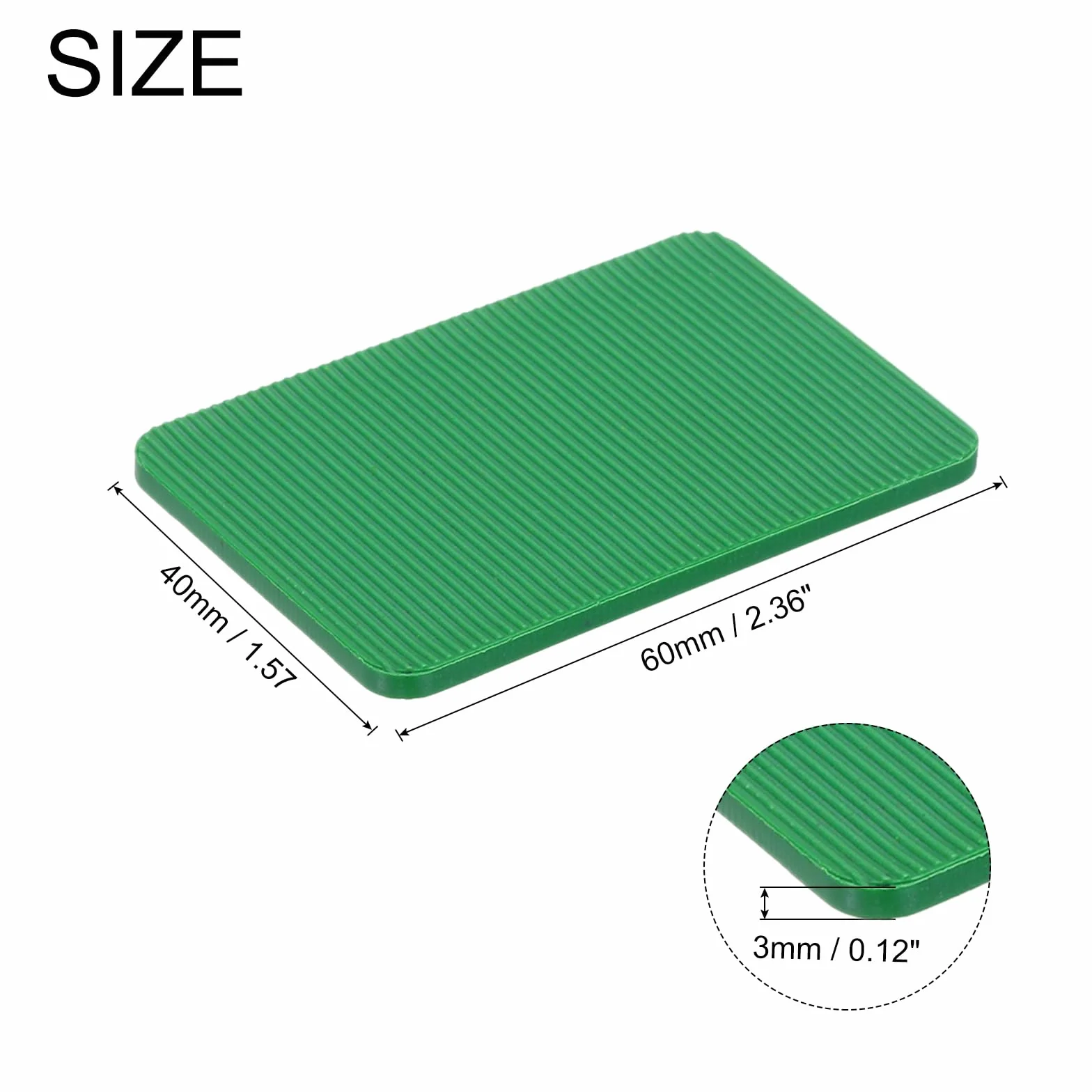 QUARKZMAN 500 sztuk podkładek z tworzywa sztucznego, 60 x 40 x 3 mm, podkładki dystansowe, kliny dystansowe, kliny, klocki dystansowe, podkładki dystansowe, zielone