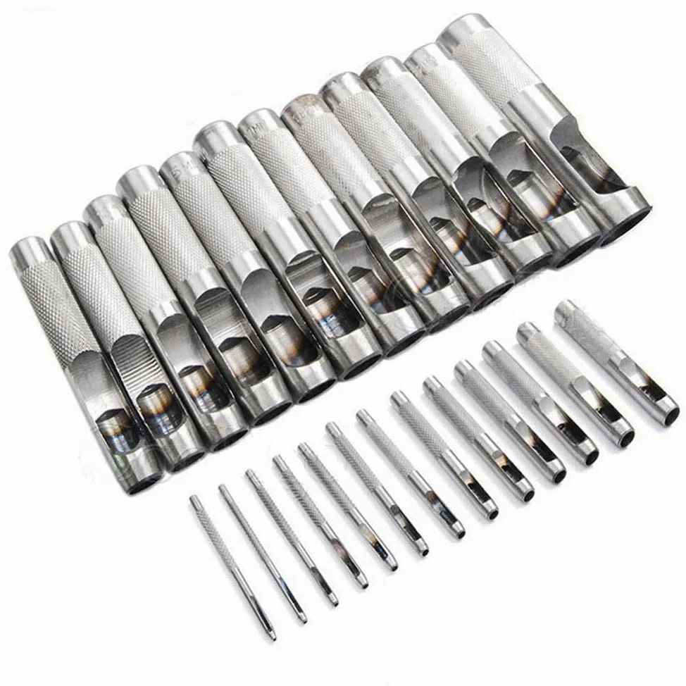 1 sztuk 25 rozmiar dziurkacze metalowe narzędzia do dziurkowania skórzany zestaw rzemieślniczy dziurkacz do paska na ubrania płócienne okrągłe wykrawanie 1.0mm do 25mm, M22