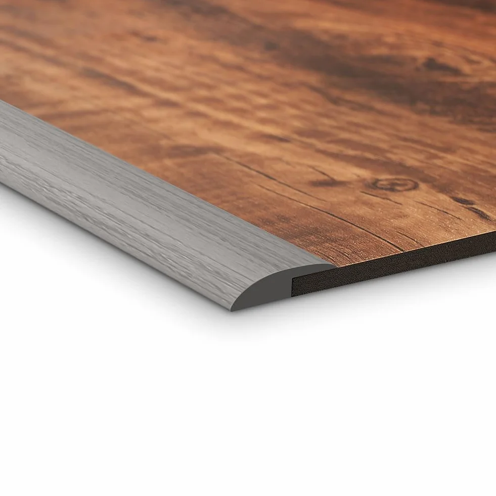 Flintronic Profil przejściowy samoprzylepny,3 m x 3,5 cm, listwa podłogowa z PVC, nie wymaga wiercenia,listwa maskująca do płytek, drewna, laminatu, regulacja wysokości 5 mm (szary usłojenie drewna)