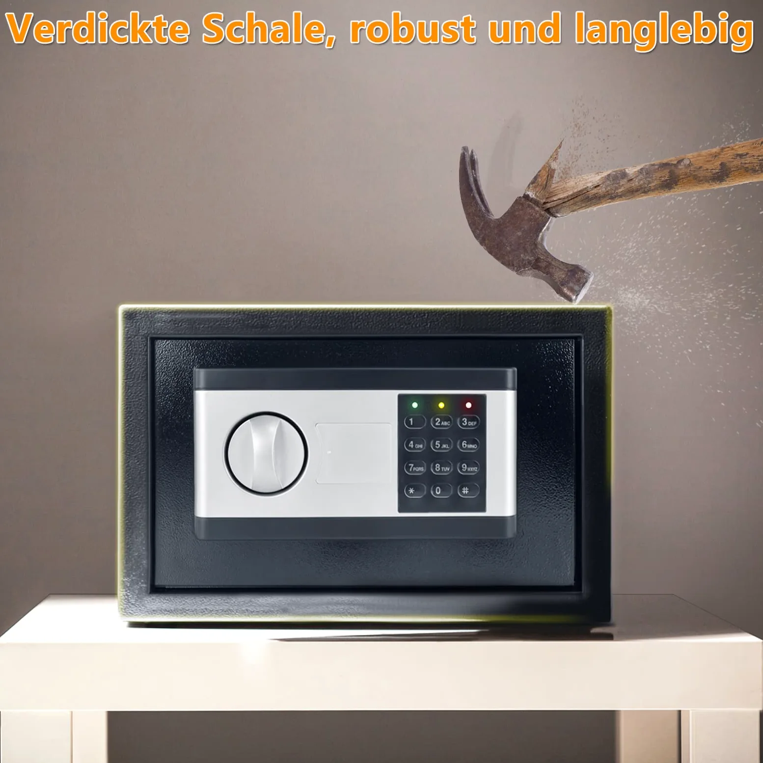 XMTECH Sejf elektroniczny sejf meblowy, sejf ścienny, ze stali, cyfrowy kod PIN z 2 kluczami, elektroniczny sejf ze stali, podwójny sejf ze stali, 22 l (35 x 25 x 25 cm)
