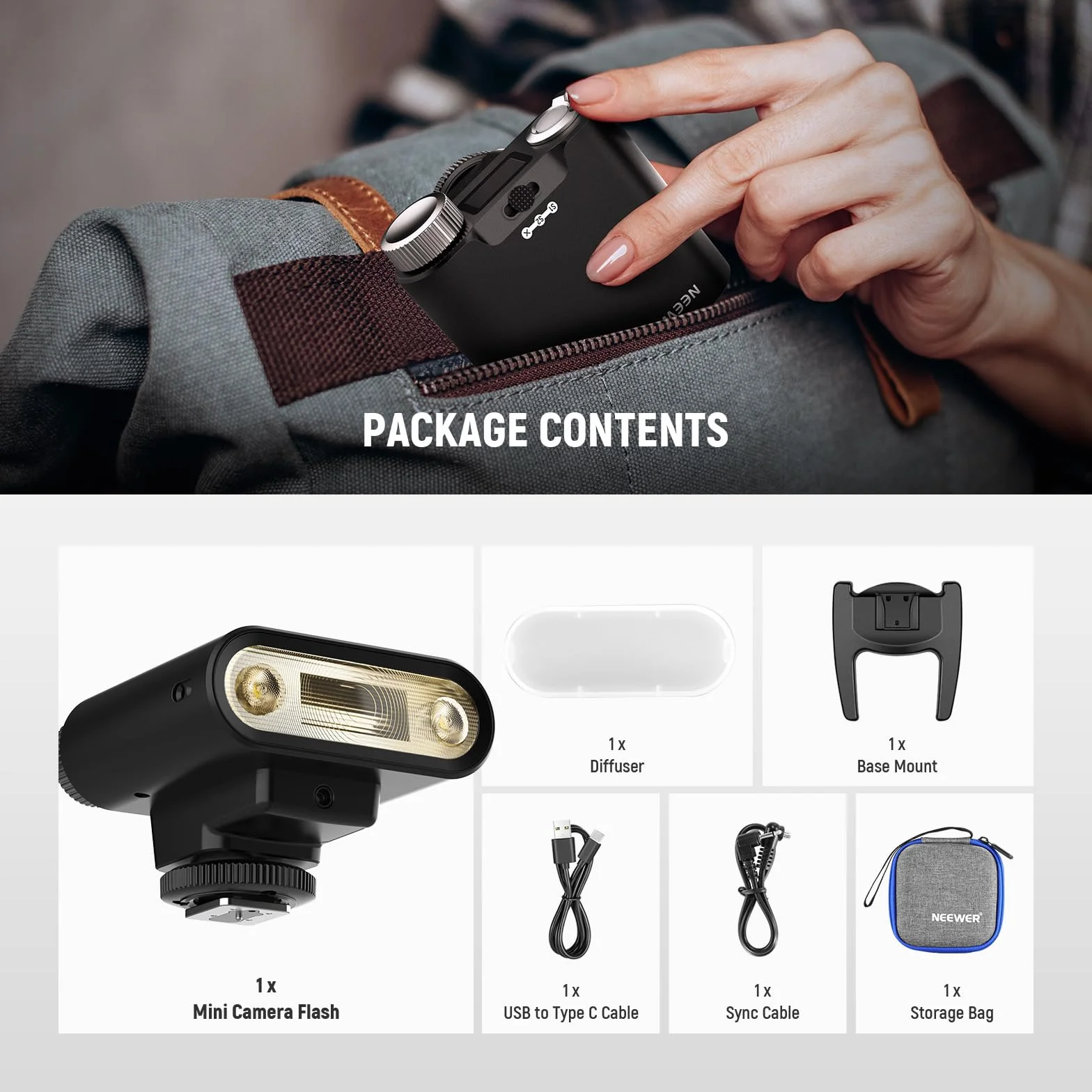 NEEWER Z160 lampa błyskowa, 22 WS GN14 6000 ± 200 K CCT Speedlite, tryb A/M 1/1-1/128, moc lampy błyskowej, pełna moc 650,1,5 s, kompatybilny z Canon Nikon Sony Fuji