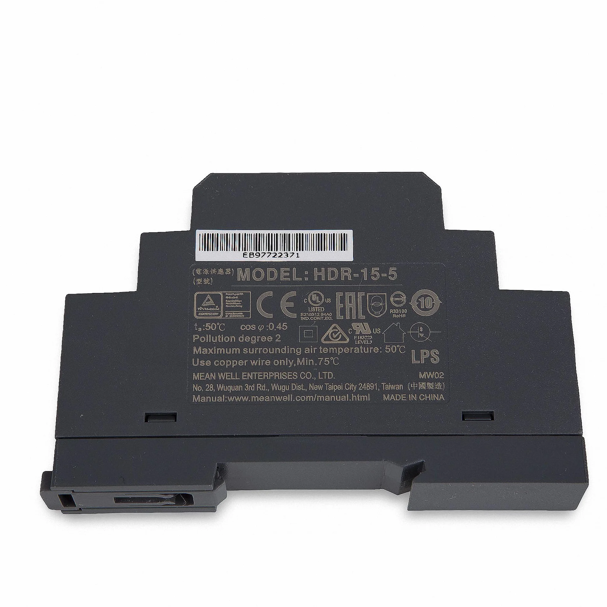 Meanwell HDR-15-5, 220 V, czarny