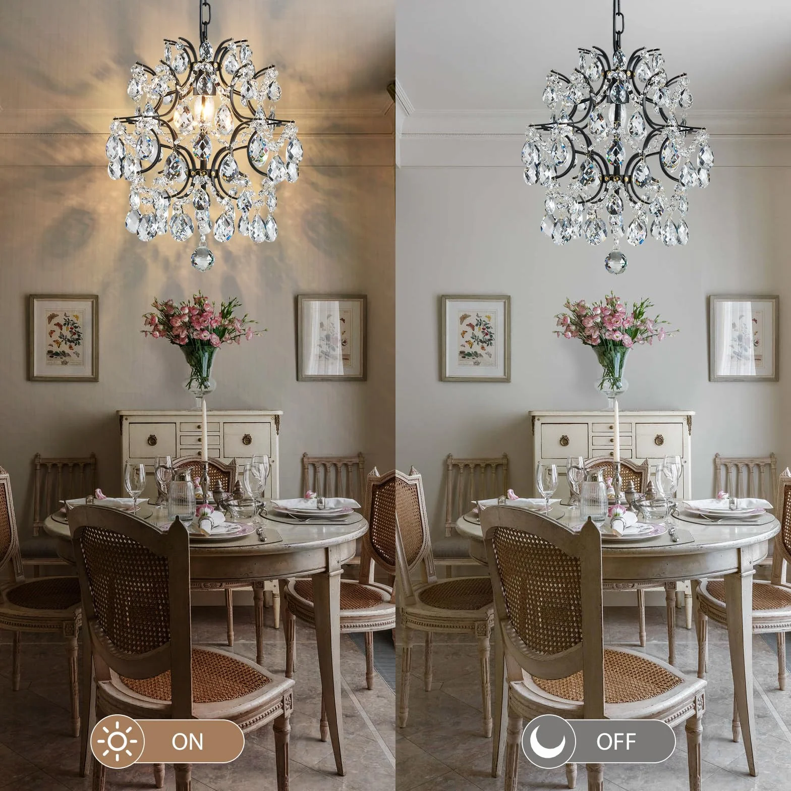 BESTIER czarny żyrandol nowoczesny żyrandol kryształ krople deszczu oświetlenie sufitowe jadalnia łazienka sypialnia salon 1 E27 wymagana żarówka D32 cm wys. 40 cm