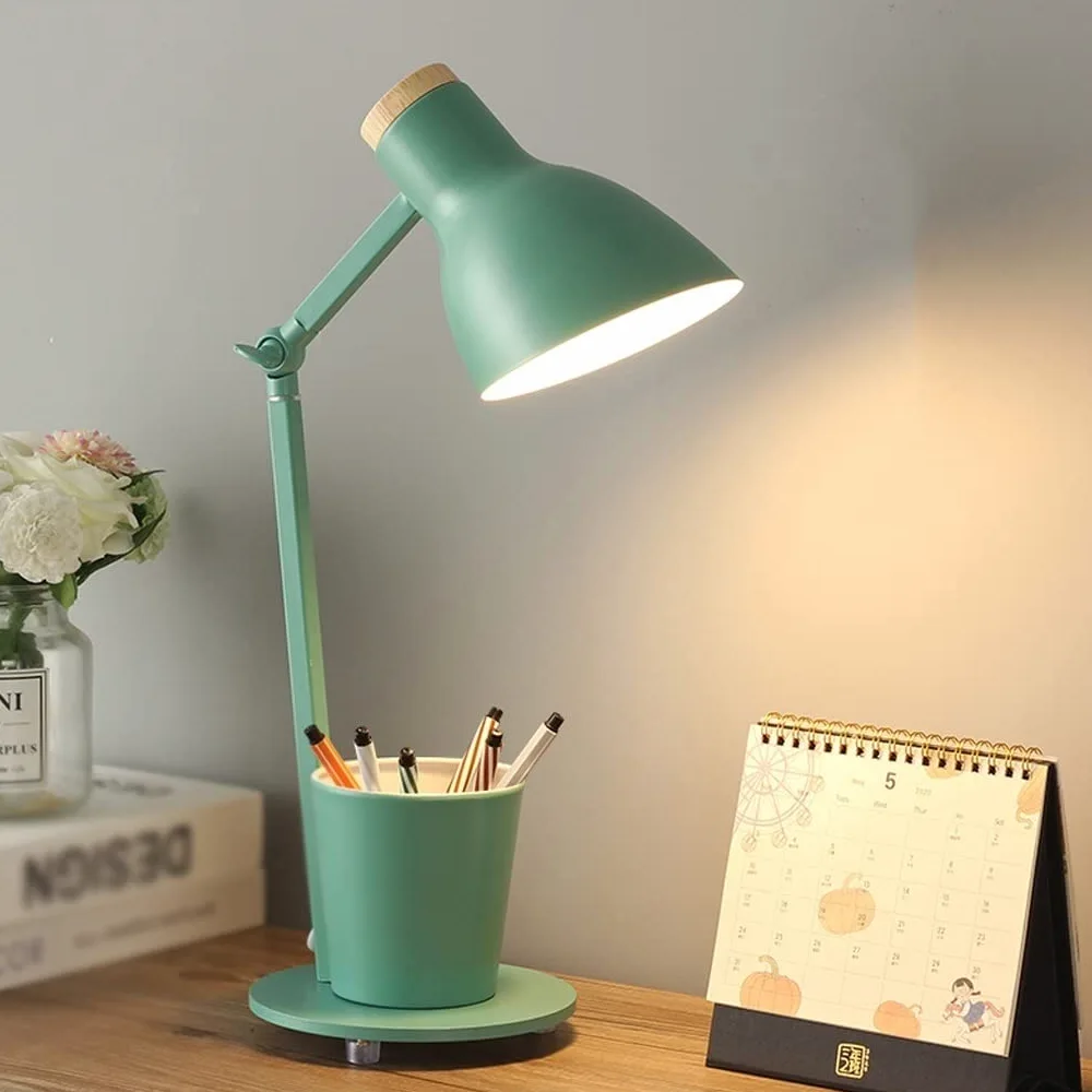 YSJNGF biurkowa LED Sypialnia dziecięca Lampka nocna, biurko studenckie Ochrona oczu biurkowa, bezpłatna regulacja w salonie, z uchwytem na długopis stołowa do czytania (kolor: żółty)
