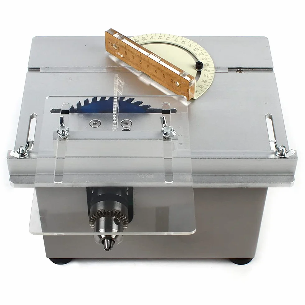 Mini piła stołowa hobbystyczna, ręczna obróbka drewna, piła ławkowa, model DIY, narzędzie tnące, mini obróbka drewna, elektryczna piła stołowa do modelarstwa, warsztatów itp. 96 W