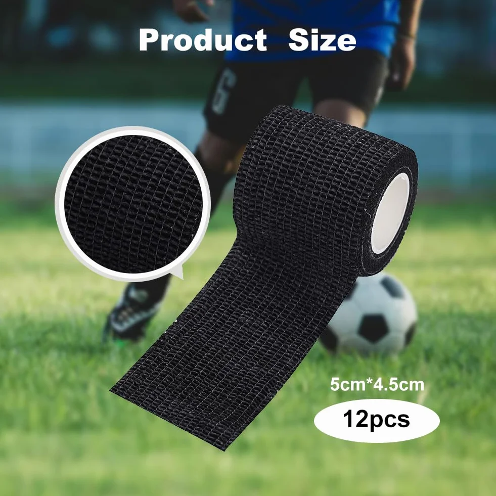 Bandaż elastyczny, samoprzylepny bandaż premium, 12 rolek samoprzylepnego opatrunku, 5 cm x 4,5 m, materiał opatrunkowy dla ludzi, koni i psów, wodoodporny bandaż mocujący