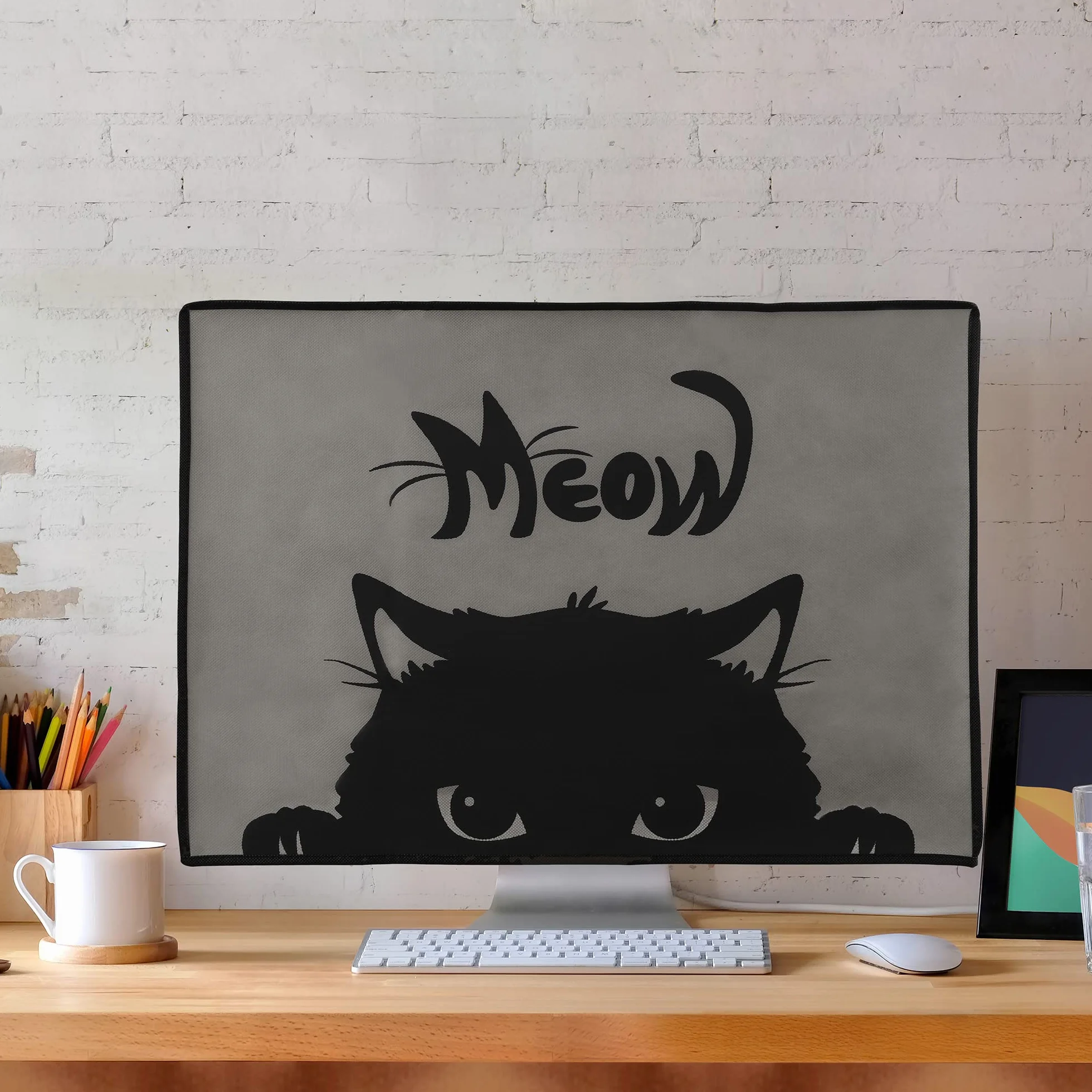 kwmobile Pokrowiec na monitor komputerowy 27-28" szary czarny